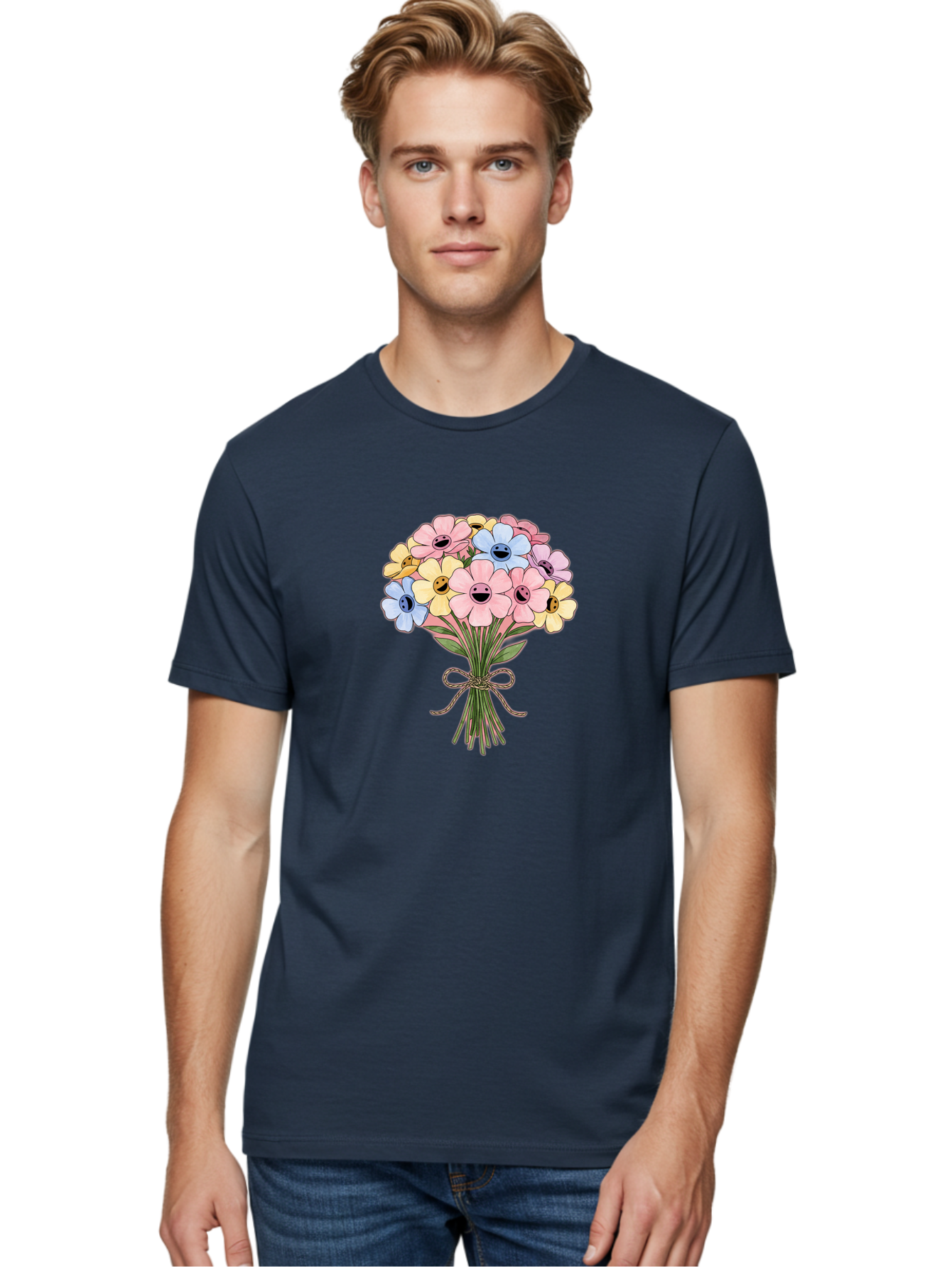 Smiley-Flower-Bouquet Men'S Graphic Tee, 100% Cotton, Comfortable Casual Summer Wear, Machine Washable, Vintage Camera, Old Camera, Antique Camera, Black Camera, Classic Photography, Photography Equipment, Nostalgic Device, Film Camera, Baf517