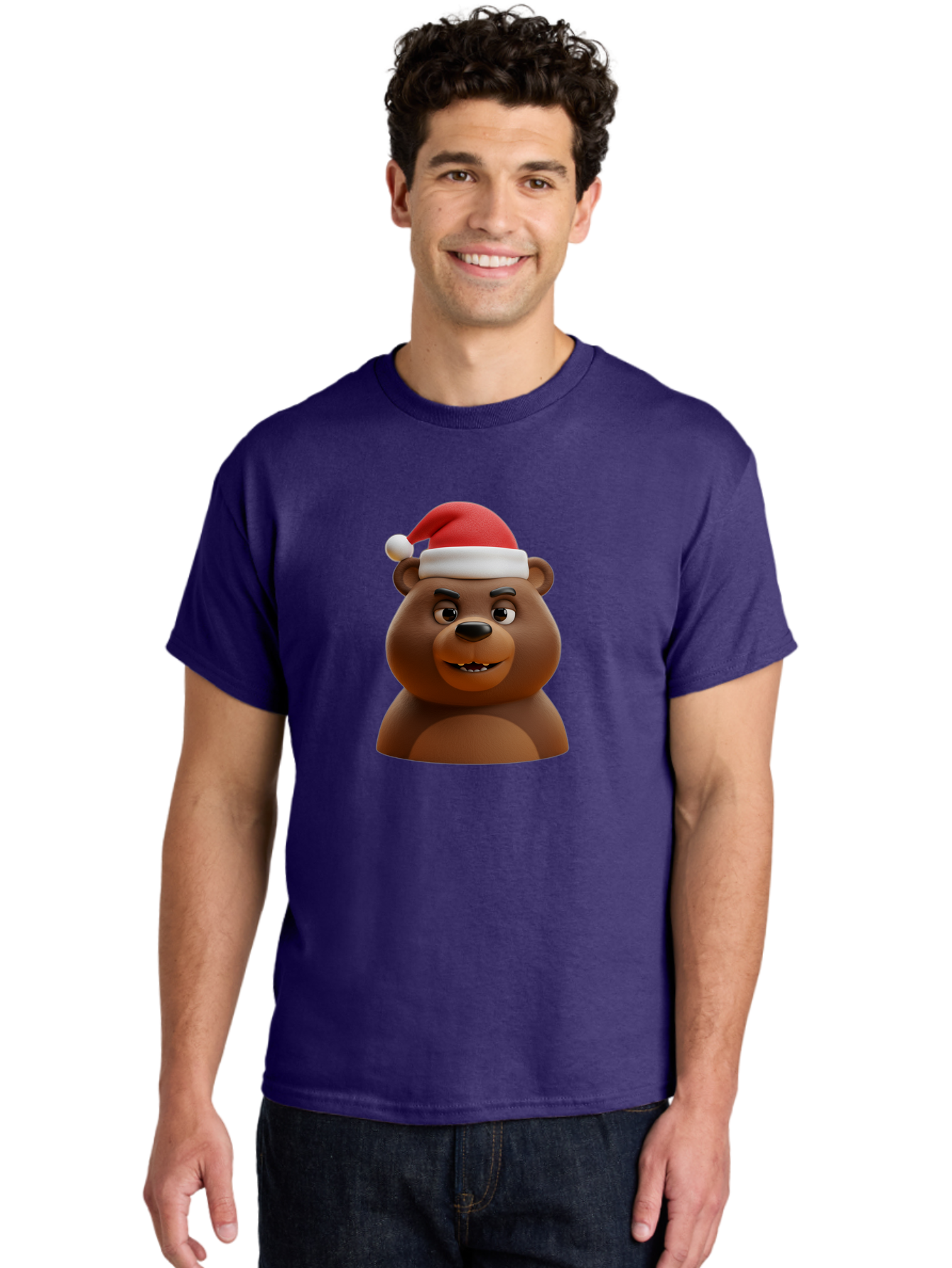 Smiling-Bear-Santa-Hat Men'S Graphic Tee, 100% Cotton, Comfortable Casual Summer Wear, Machine Washable, Vintage Camera, Old Camera, Antique Camera, Black Camera, Classic Photography, Photography Equipment, Nostalgic Device, Film Camera, Baf518