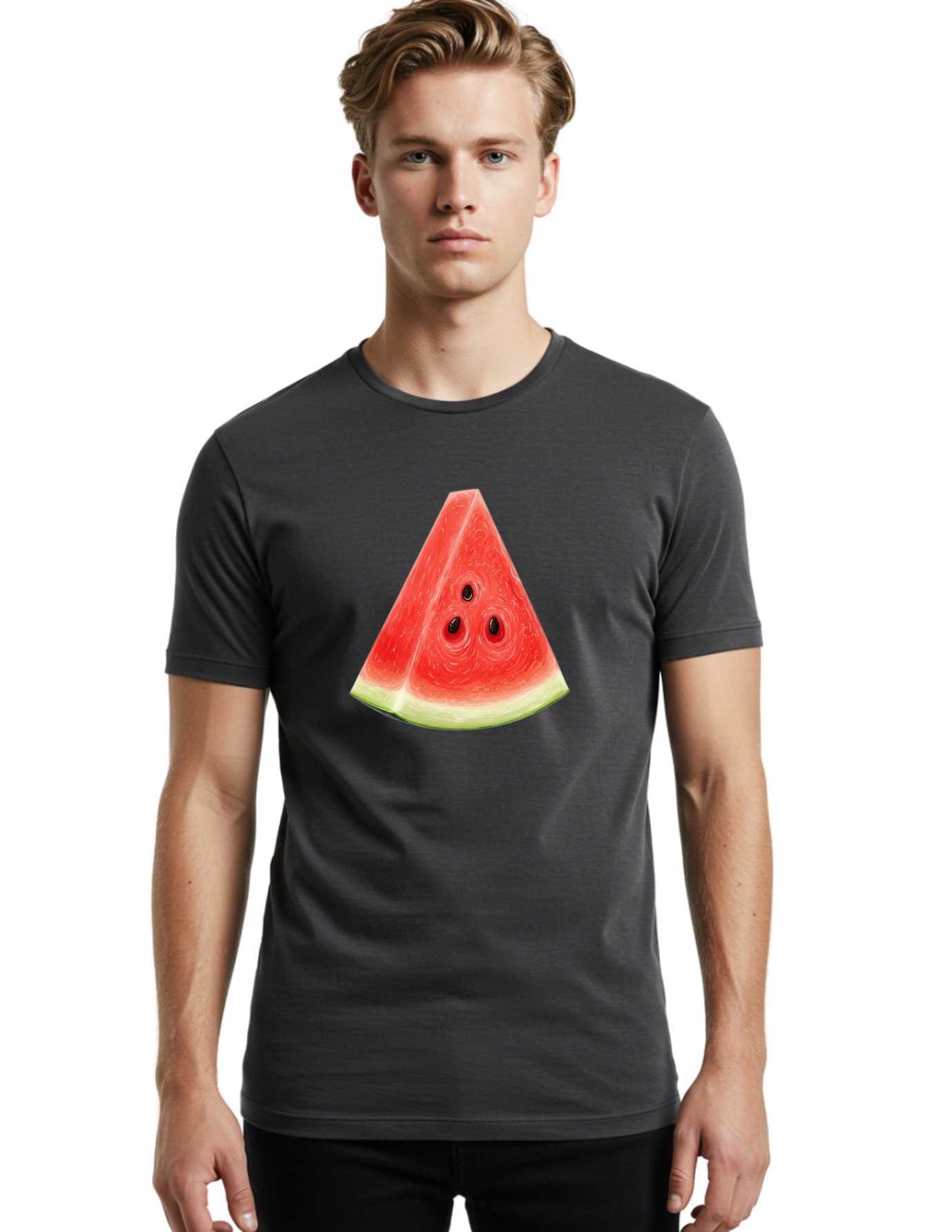 Smiling-Watermelon-Slice Men'S Graphic Tee, 100% Cotton, Comfortable Casual Summer Wear, Machine Washable, Vintage Camera, Old Camera, Antique Camera, Black Camera, Classic Photography, Photography Equipment, Nostalgic Device, Film Camera, Baf525