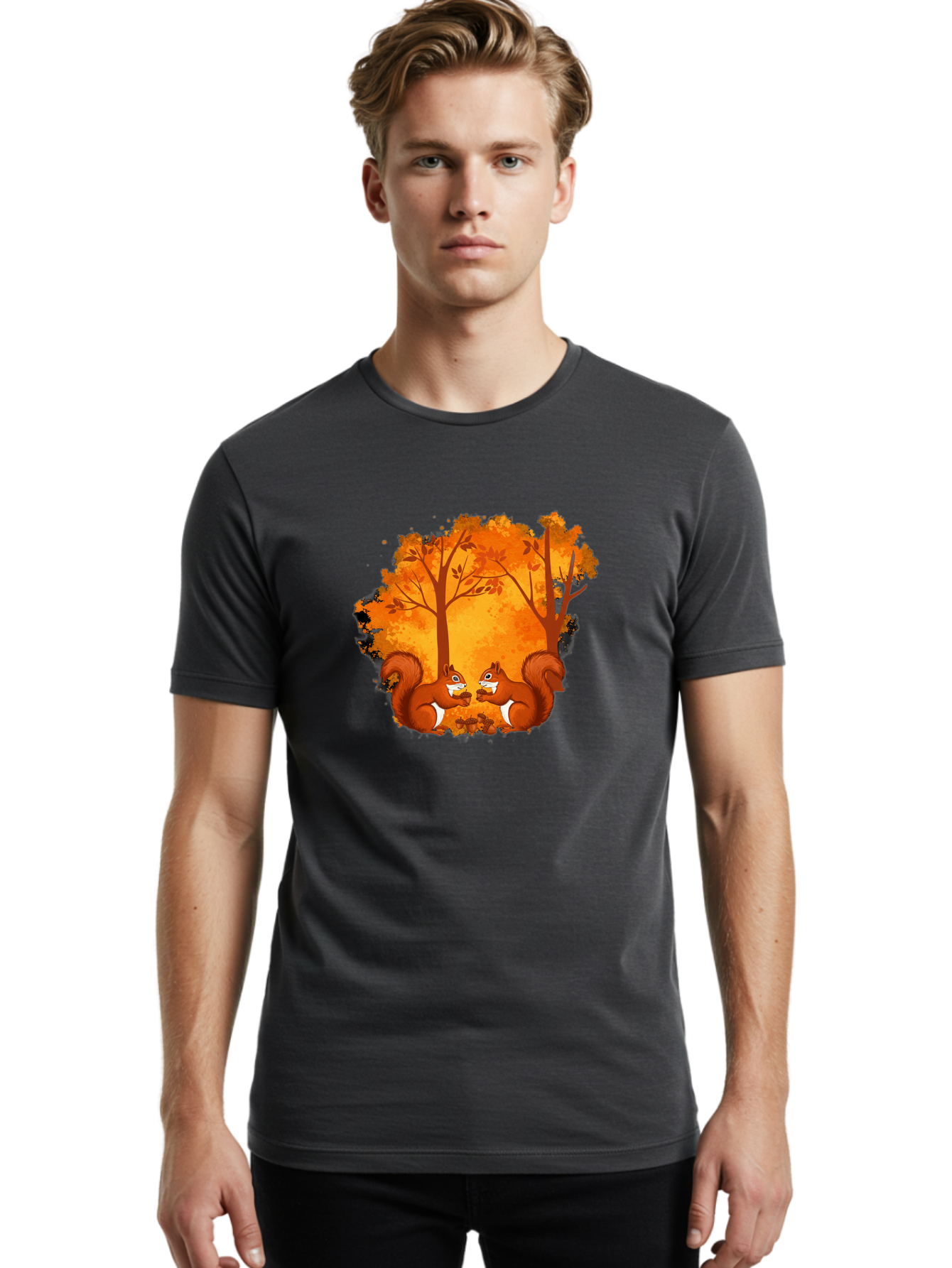 Squirrels-In-Autumn-Trees Men'S Graphic Tee, 100% Cotton, Comfortable Casual Summer Wear, Machine Washable, Vintage Camera, Old Camera, Antique Camera, Black Camera, Classic Photography, Photography Equipment, Nostalgic Device, Film Camera, Baf538