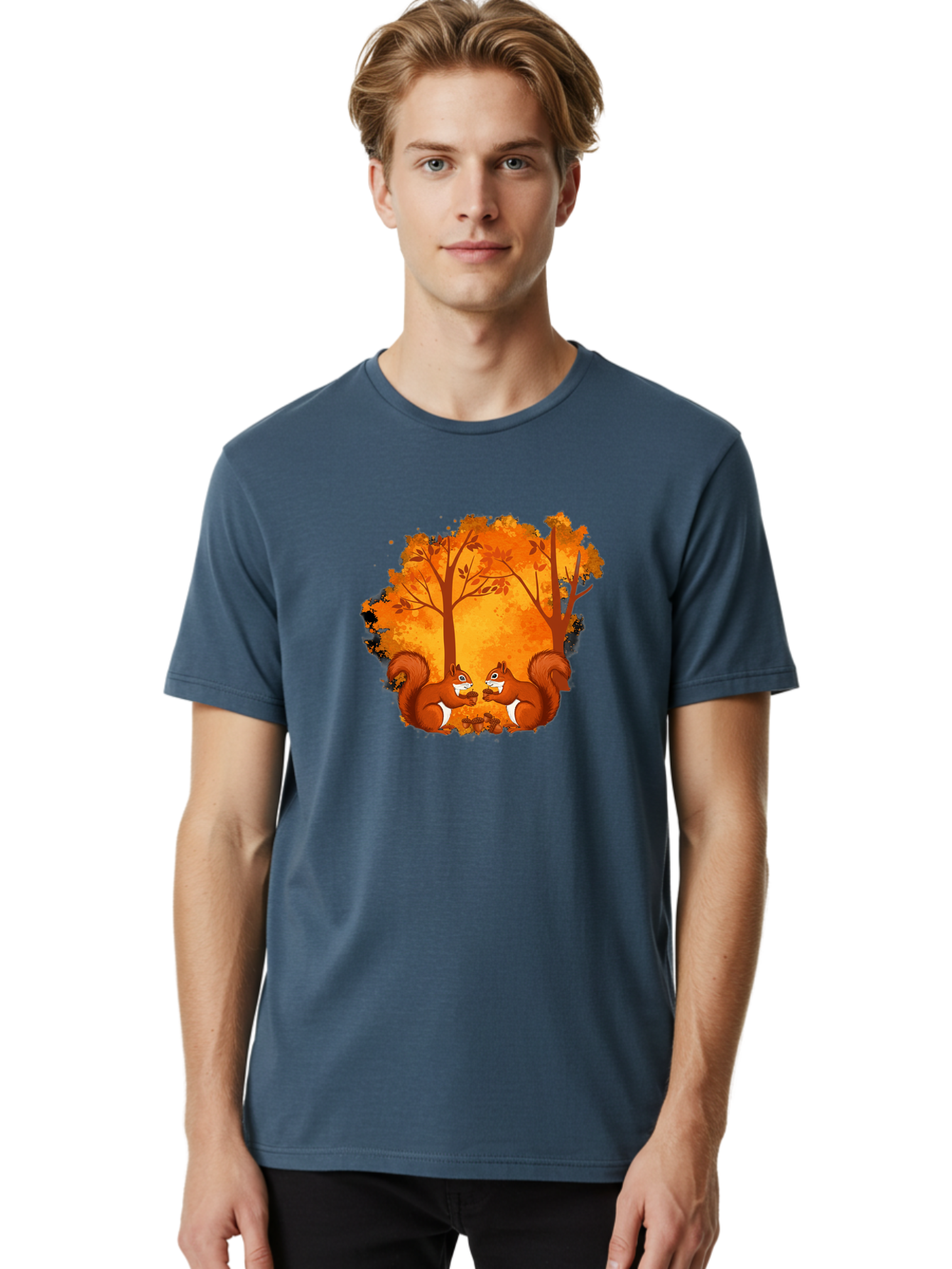 Squirrels-In-Autumn-Trees Men'S Graphic Tee, 100% Cotton, Comfortable Casual Summer Wear, Machine Washable, Vintage Camera, Old Camera, Antique Camera, Black Camera, Classic Photography, Photography Equipment, Nostalgic Device, Film Camera, Baf538
