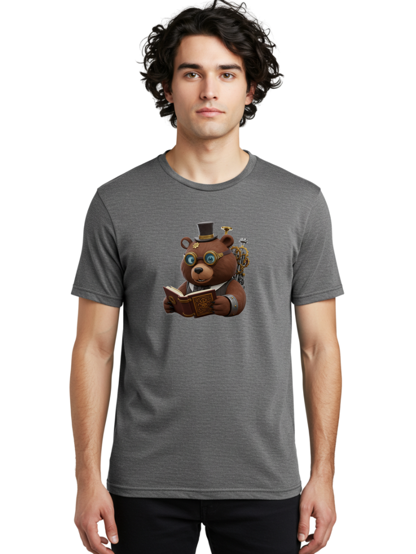 Steampunk-Bear Men'S Graphic Tee, 100% Cotton, Comfortable Casual Summer Wear, Machine Washable, Vintage Camera, Old Camera, Antique Camera, Black Camera, Classic Photography, Photography Equipment, Nostalgic Device, Film Camera, Camera Art Baf546