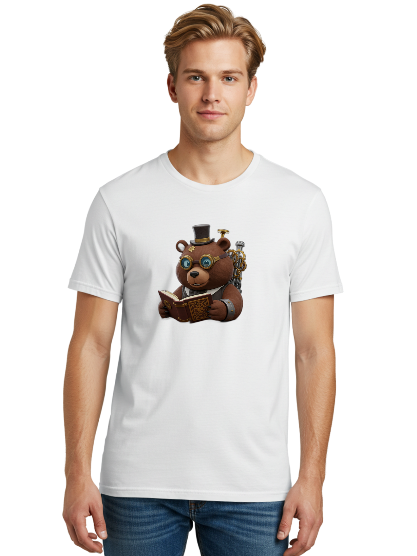 Steampunk-Bear Men'S Graphic Tee, 100% Cotton, Comfortable Casual Summer Wear, Machine Washable, Vintage Camera, Old Camera, Antique Camera, Black Camera, Classic Photography, Photography Equipment, Nostalgic Device, Film Camera, Camera Art Baf546