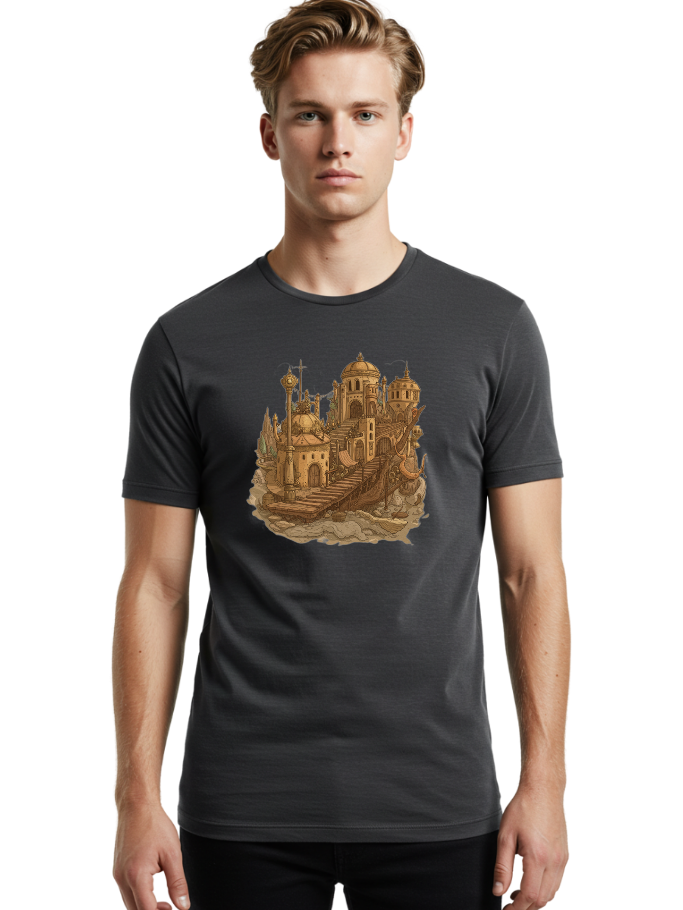 Steampunk-Castle Men'S Graphic Tee, 100% Cotton, Comfortable Casual Summer Wear, Machine Washable, Vintage Camera, Old Camera, Antique Camera, Black Camera, Classic Photography, Photography Equipment, Nostalgic Device, Film Camera, Camera Art Baf548