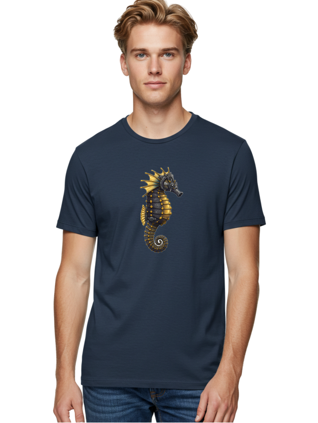 Steampunk-Seahorse Men'S Graphic Tee, 100% Cotton, Comfortable Casual Summer Wear, Machine Washable, Vintage Camera, Old Camera, Antique Camera, Black Camera, Classic Photography, Photography Equipment, Nostalgic Device, Film Camera, Baf550
