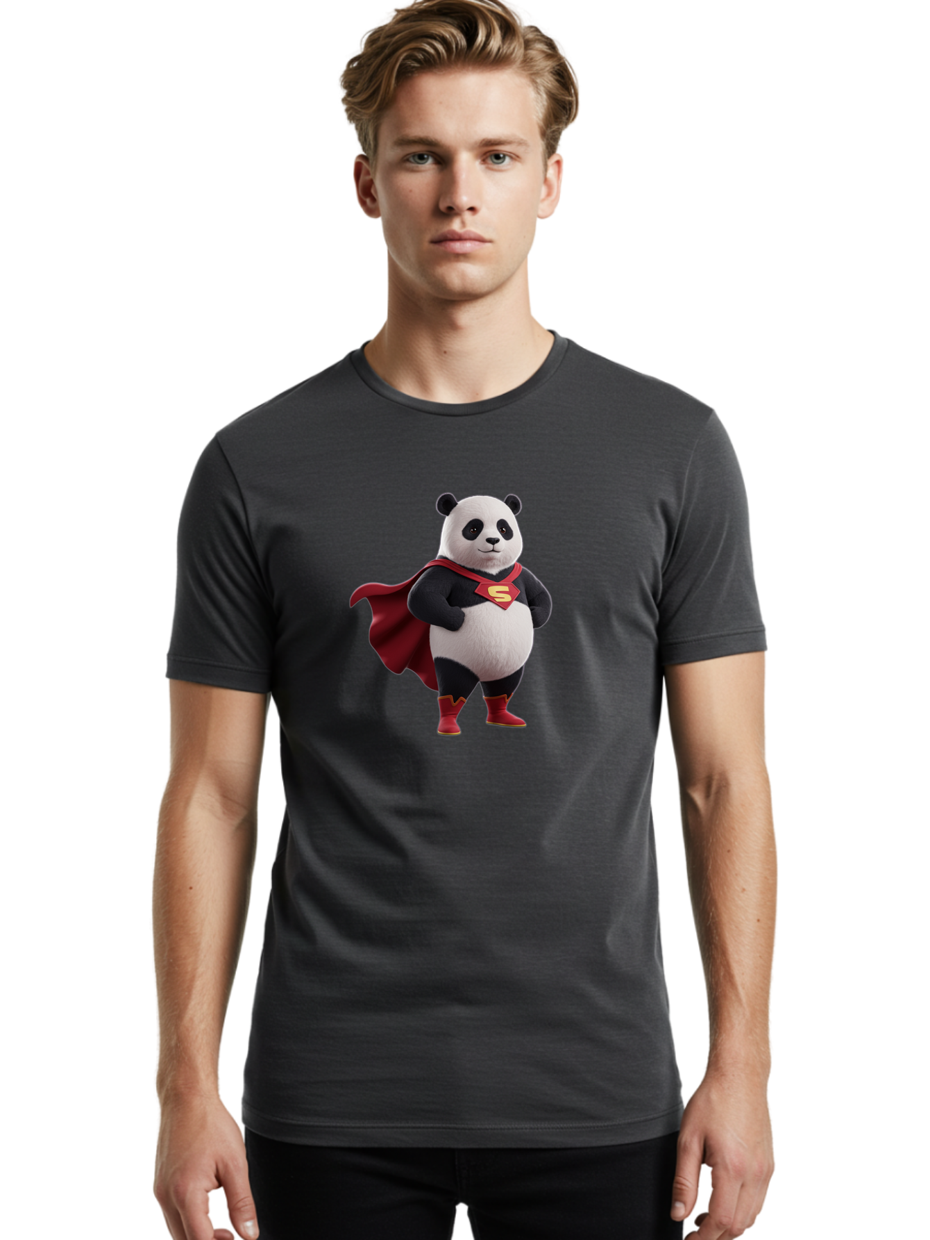 Superman-Panda Men'S Graphic Tee, 100% Cotton, Comfortable Casual Summer Wear, Machine Washable, Vintage Camera, Old Camera, Antique Camera, Black Camera, Classic Photography, Photography Equipment, Nostalgic Device, Film Camera, Camera Art Baf558