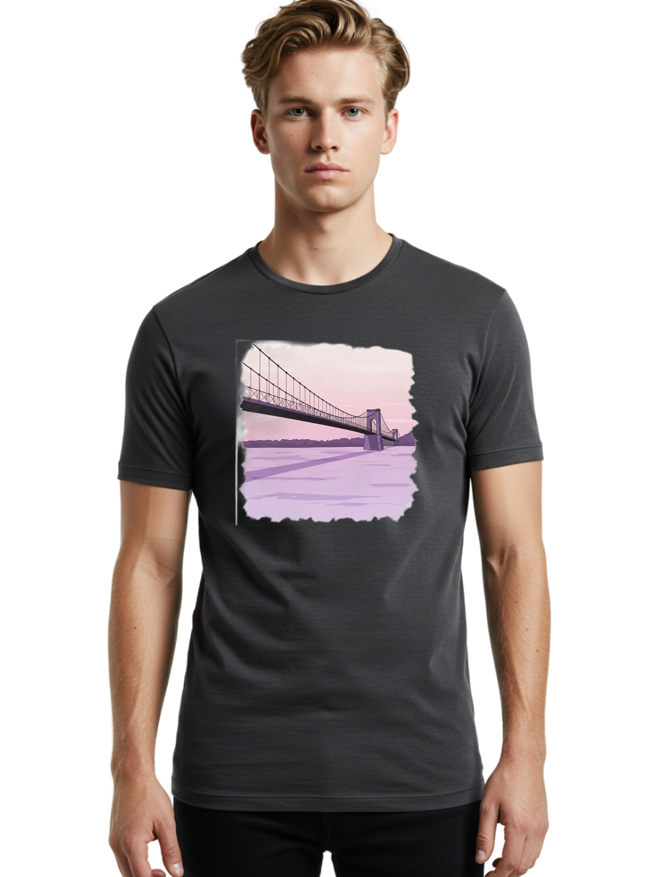 Suspension-Bridge-2 Men'S Graphic Tee, 100% Cotton, Comfortable Casual Summer Wear, Machine Washable, Vintage Camera, Old Camera, Antique Camera, Black Camera, Classic Photography, Photography Equipment, Nostalgic Device, Film Camera, Baf560