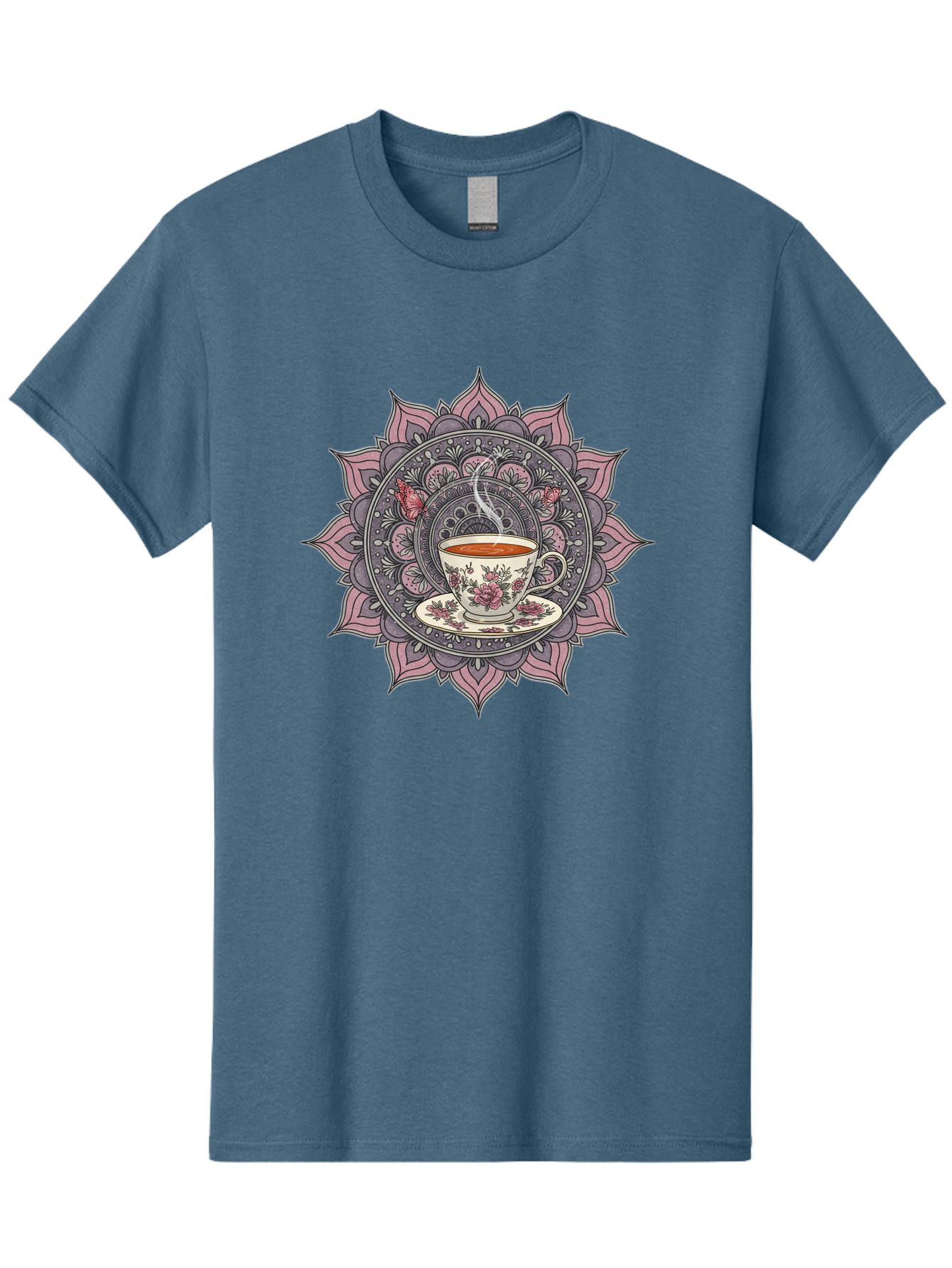 Tea-Cup-Mandala-1 Men'S Graphic Tee, 100% Cotton, Comfortable Casual Summer Wear, Machine Washable, Vintage Camera, Old Camera, Antique Camera, Black Camera, Classic Photography, Photography Equipment, Nostalgic Device, Film Camera, Camera Art Baf564