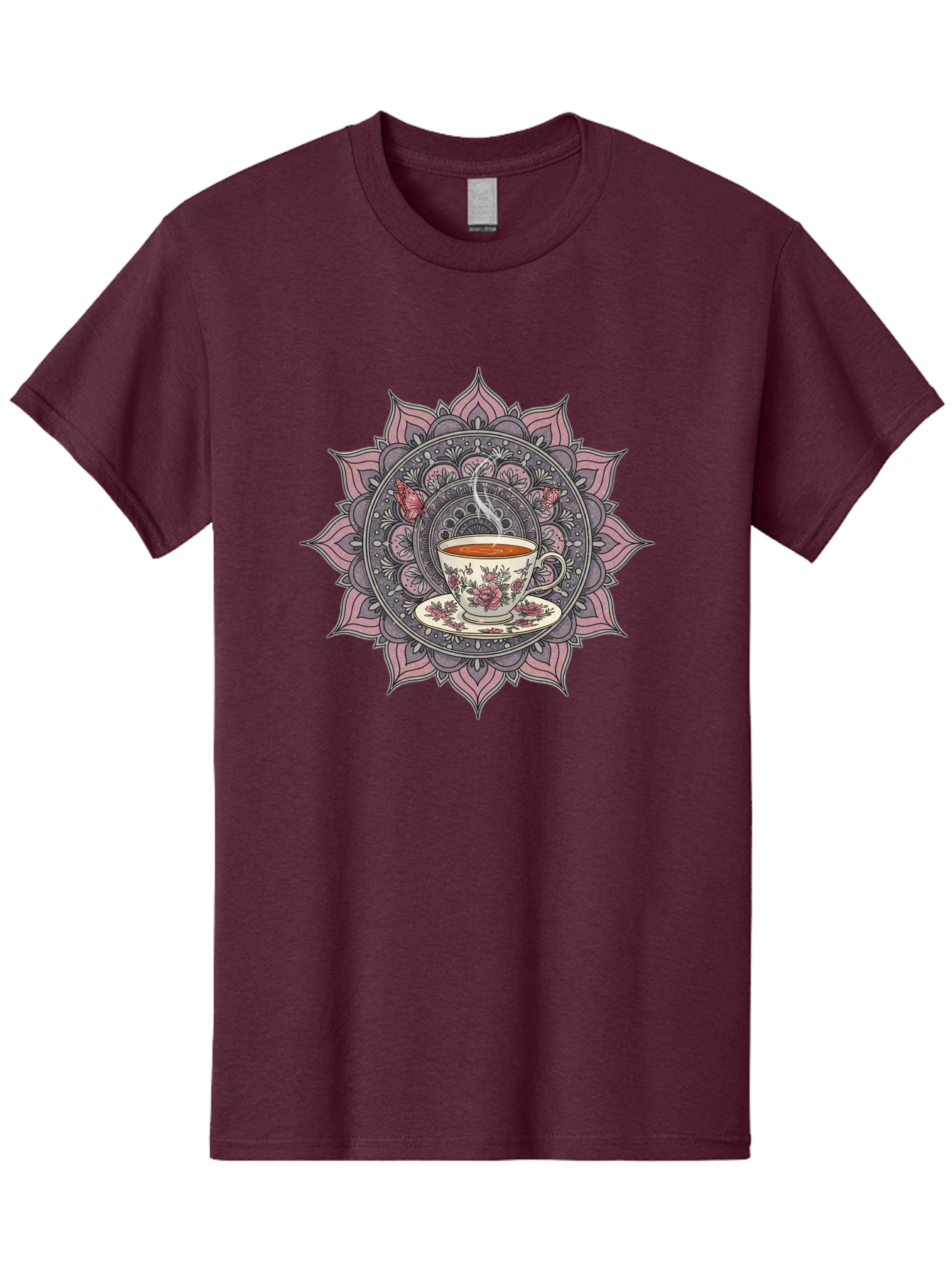 Tea-Cup-Mandala-1 Men'S Graphic Tee, 100% Cotton, Comfortable Casual Summer Wear, Machine Washable, Vintage Camera, Old Camera, Antique Camera, Black Camera, Classic Photography, Photography Equipment, Nostalgic Device, Film Camera, Camera Art Baf564
