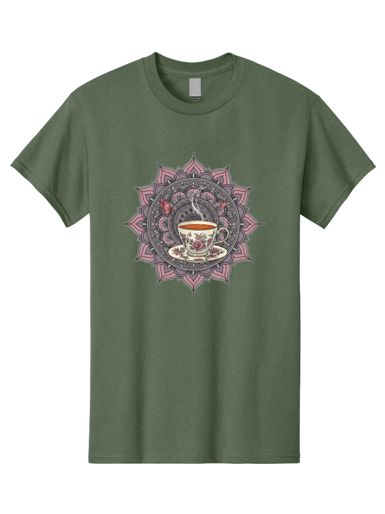 Tea-Cup-Mandala-1 Men'S Graphic Tee, 100% Cotton, Comfortable Casual Summer Wear, Machine Washable, Vintage Camera, Old Camera, Antique Camera, Black Camera, Classic Photography, Photography Equipment, Nostalgic Device, Film Camera, Camera Art Baf564