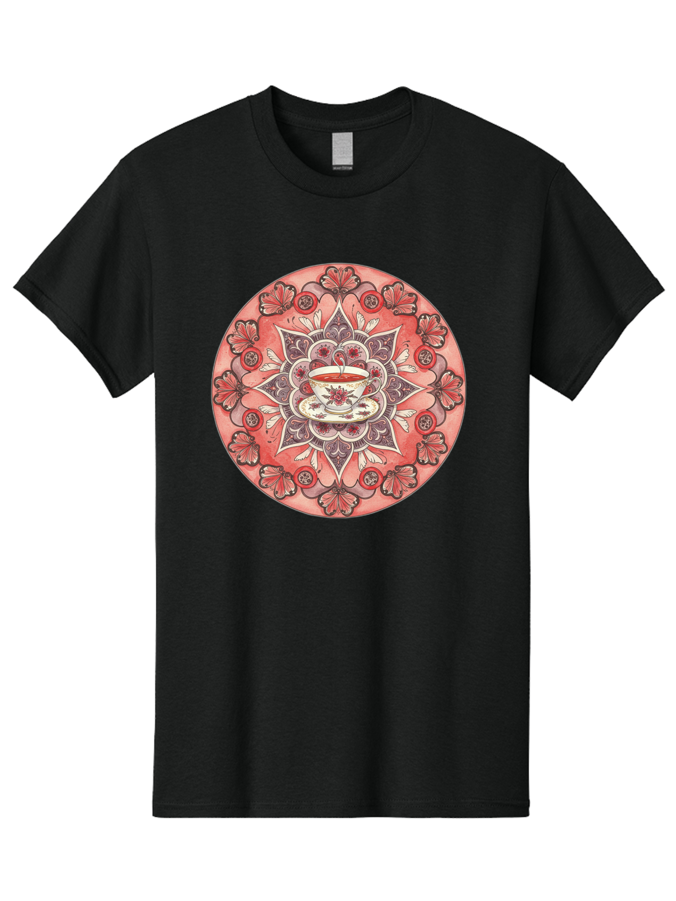 Tea-Cup-Mandala-2 Men'S Graphic Tee, 100% Cotton, Comfortable Casual Summer Wear, Machine Washable, Vintage Camera, Old Camera, Antique Camera, Black Camera, Classic Photography, Photography Equipment, Nostalgic Device, Film Camera, Camera Art Baf565
