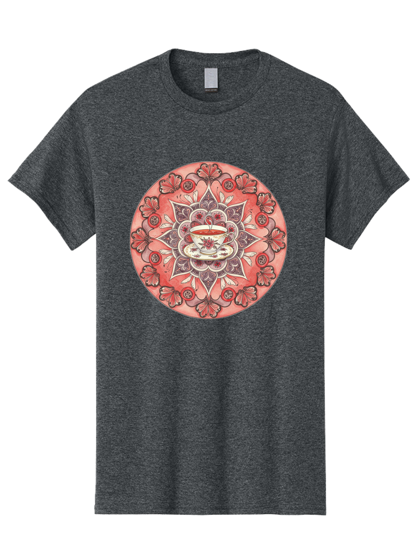 Tea-Cup-Mandala-2 Men'S Graphic Tee, 100% Cotton, Comfortable Casual Summer Wear, Machine Washable, Vintage Camera, Old Camera, Antique Camera, Black Camera, Classic Photography, Photography Equipment, Nostalgic Device, Film Camera, Camera Art Baf565