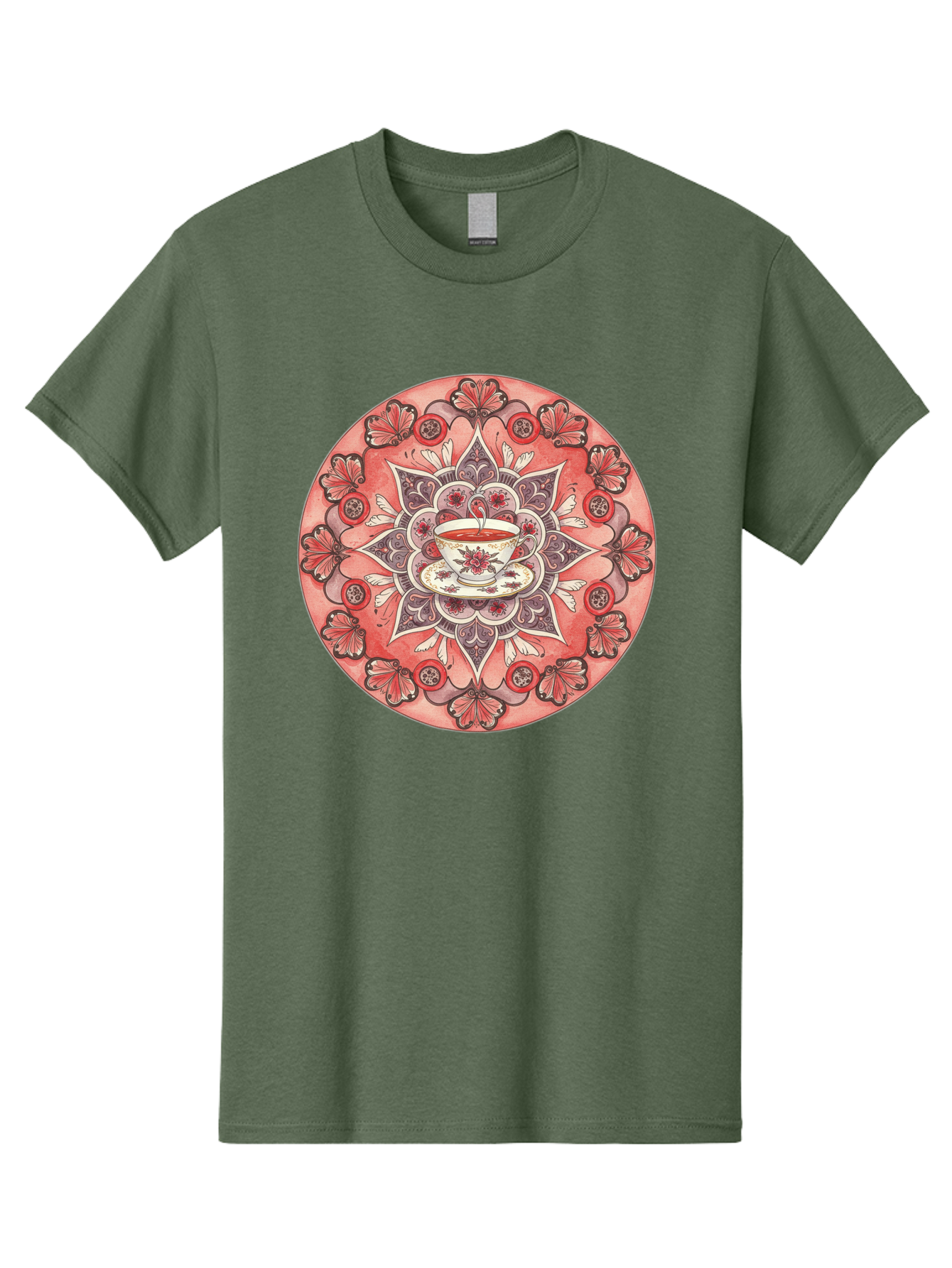 Tea-Cup-Mandala-2 Men'S Graphic Tee, 100% Cotton, Comfortable Casual Summer Wear, Machine Washable, Vintage Camera, Old Camera, Antique Camera, Black Camera, Classic Photography, Photography Equipment, Nostalgic Device, Film Camera, Camera Art Baf565