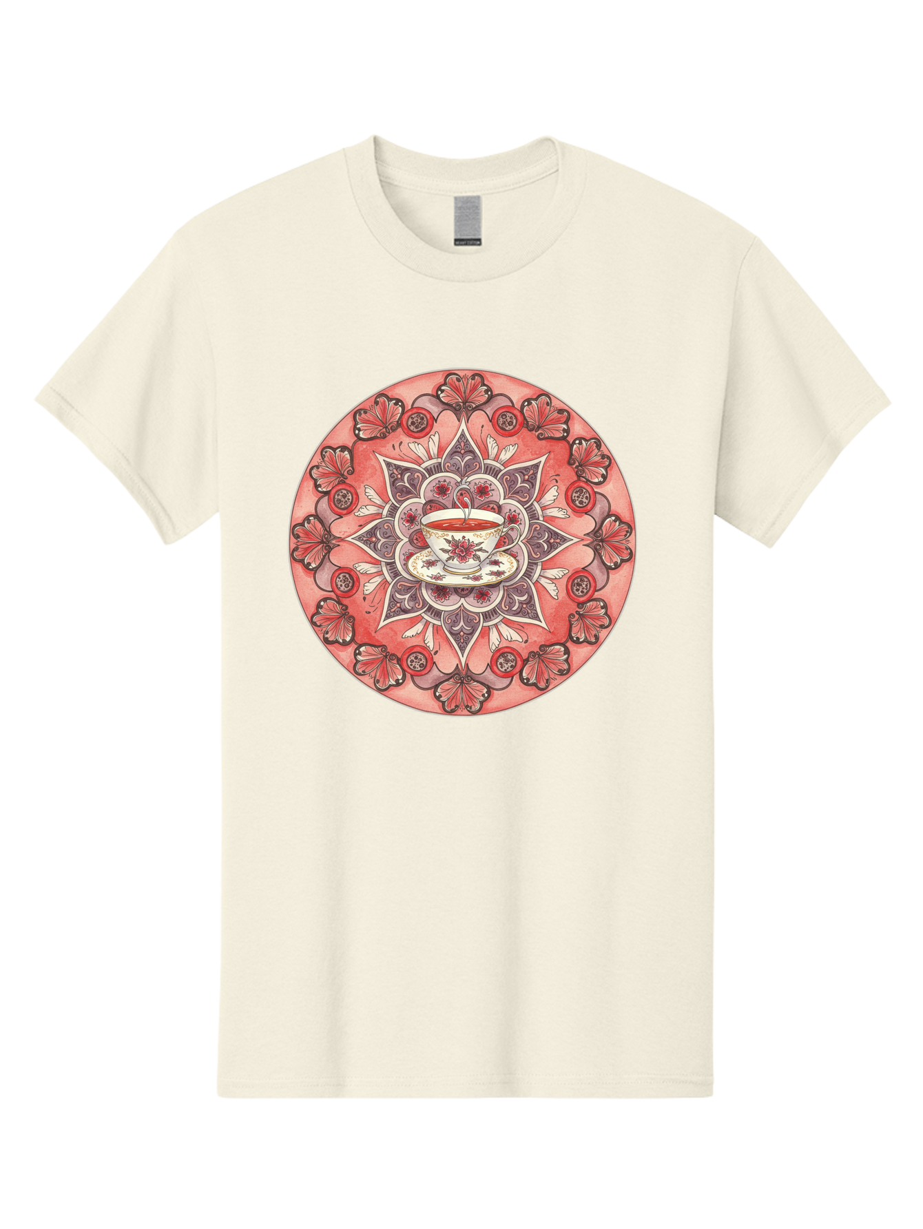 Tea-Cup-Mandala-2 Men'S Graphic Tee, 100% Cotton, Comfortable Casual Summer Wear, Machine Washable, Vintage Camera, Old Camera, Antique Camera, Black Camera, Classic Photography, Photography Equipment, Nostalgic Device, Film Camera, Camera Art Baf565