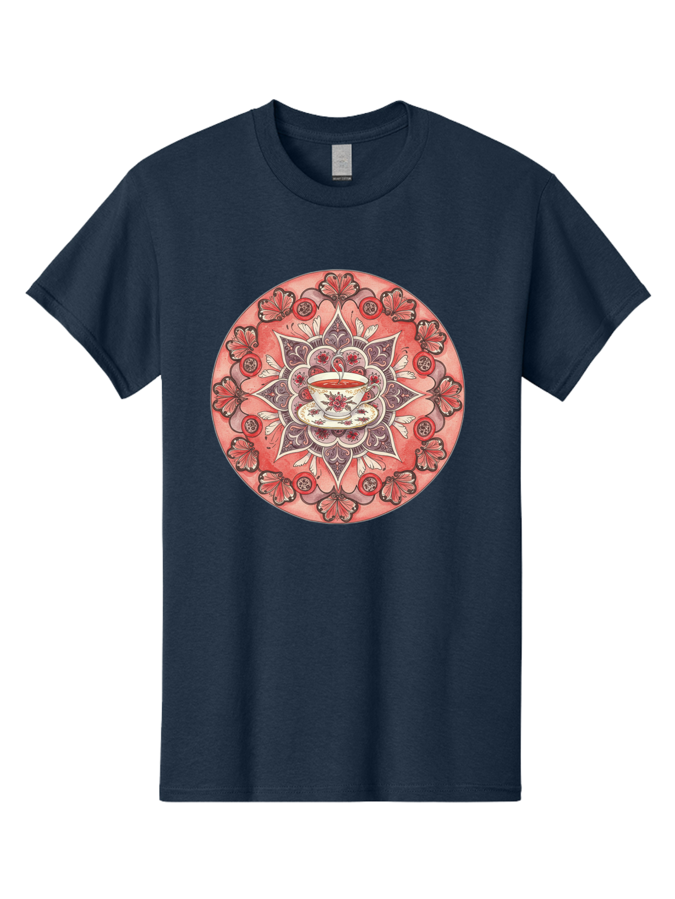 Tea-Cup-Mandala-2 Men'S Graphic Tee, 100% Cotton, Comfortable Casual Summer Wear, Machine Washable, Vintage Camera, Old Camera, Antique Camera, Black Camera, Classic Photography, Photography Equipment, Nostalgic Device, Film Camera, Camera Art Baf565