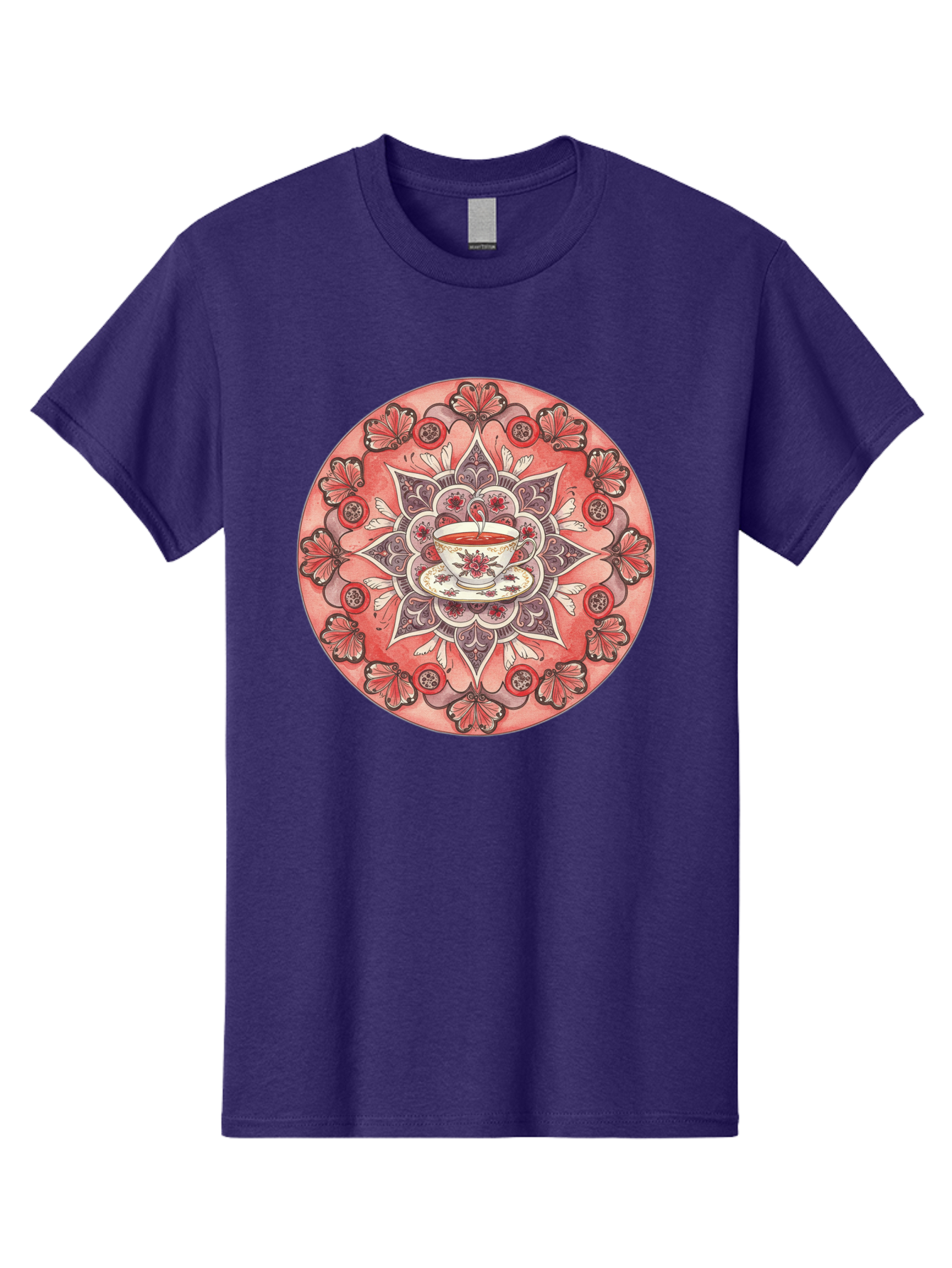Tea-Cup-Mandala-2 Men'S Graphic Tee, 100% Cotton, Comfortable Casual Summer Wear, Machine Washable, Vintage Camera, Old Camera, Antique Camera, Black Camera, Classic Photography, Photography Equipment, Nostalgic Device, Film Camera, Camera Art Baf565