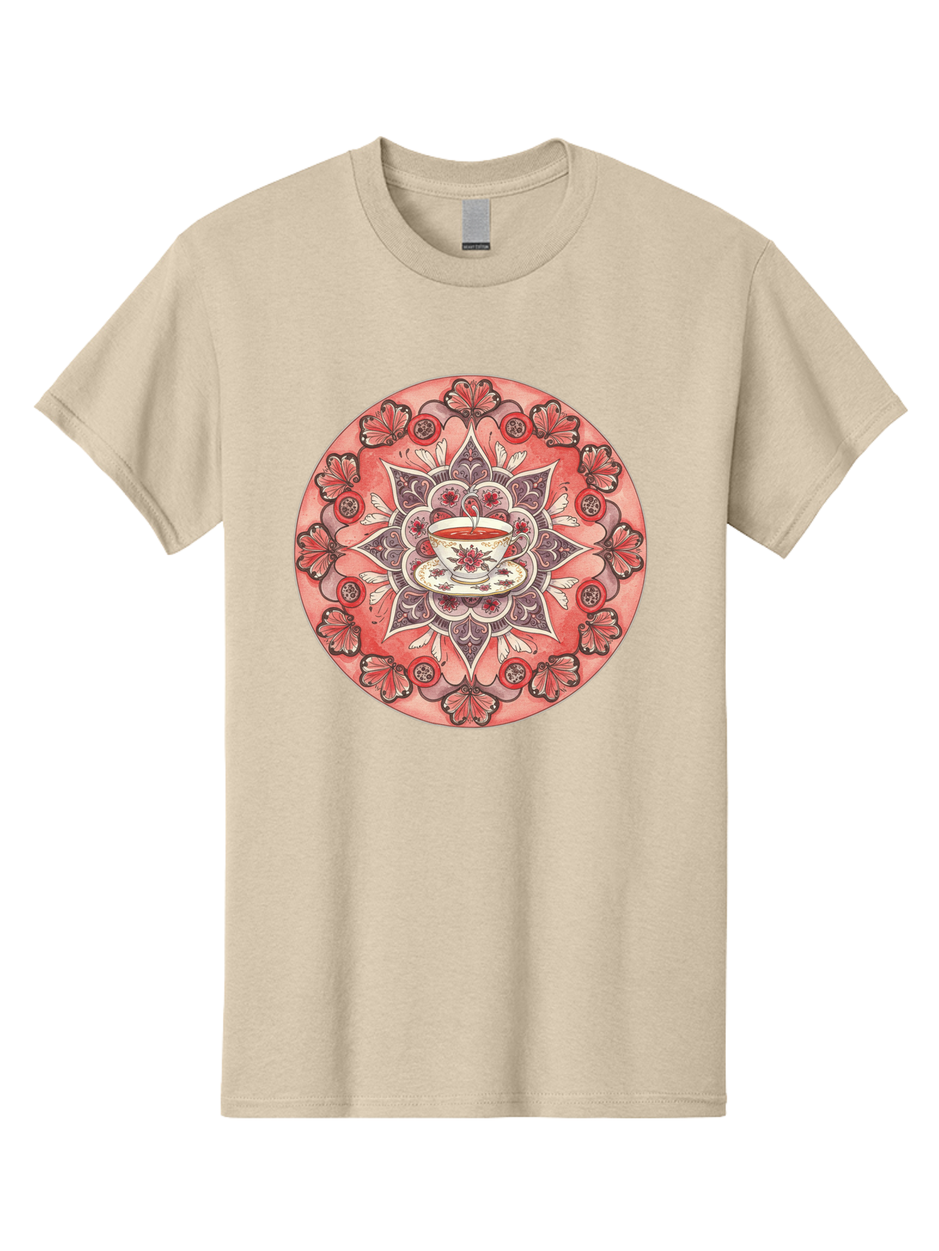 Tea-Cup-Mandala-2 Men'S Graphic Tee, 100% Cotton, Comfortable Casual Summer Wear, Machine Washable, Vintage Camera, Old Camera, Antique Camera, Black Camera, Classic Photography, Photography Equipment, Nostalgic Device, Film Camera, Camera Art Baf565