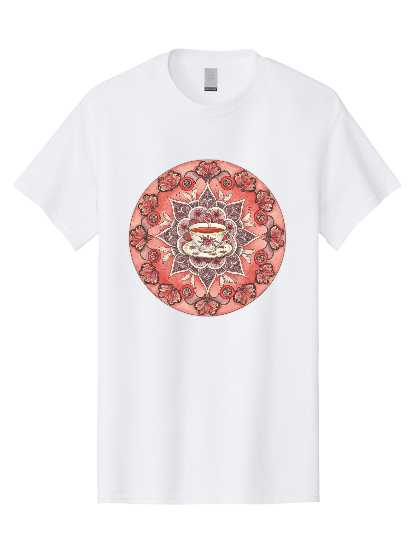 Tea-Cup-Mandala-2 Men'S Graphic Tee, 100% Cotton, Comfortable Casual Summer Wear, Machine Washable, Vintage Camera, Old Camera, Antique Camera, Black Camera, Classic Photography, Photography Equipment, Nostalgic Device, Film Camera, Camera Art Baf565