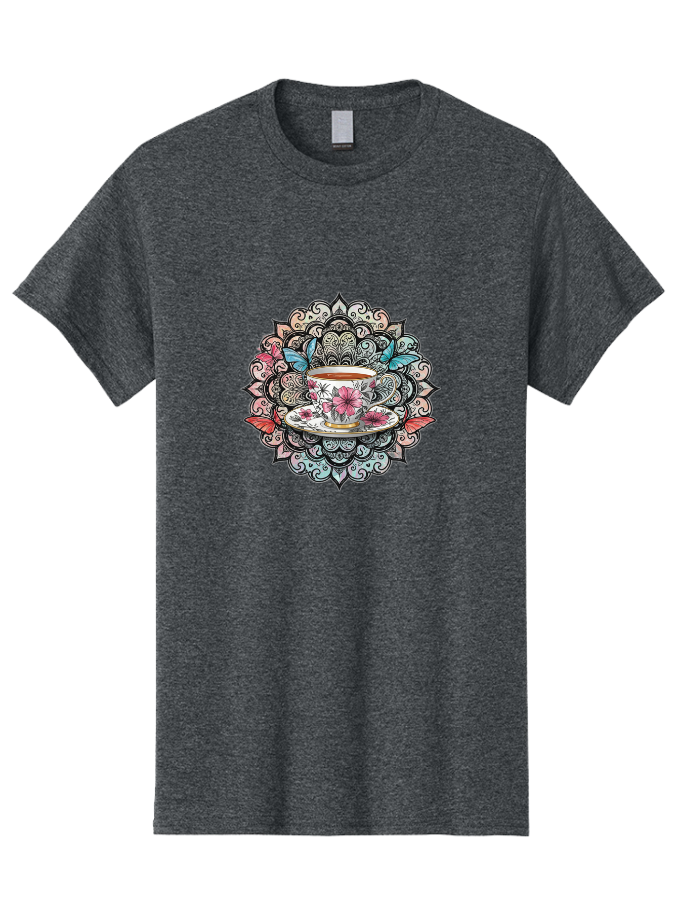 Tea-Cup-Mandala Men'S Graphic Tee, 100% Cotton, Comfortable Casual Summer Wear, Machine Washable, Vintage Camera, Old Camera, Antique Camera, Black Camera, Classic Photography, Photography Equipment, Nostalgic Device, Film Camera, Camera Art Baf566