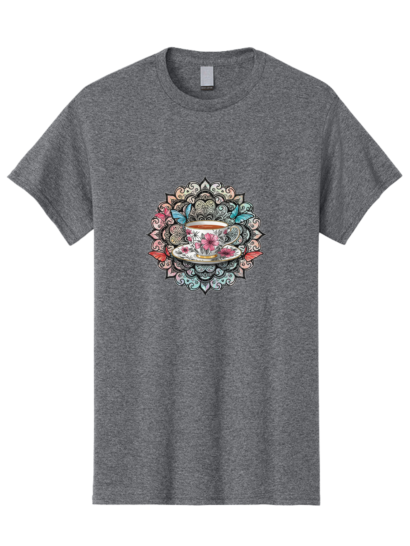 Tea-Cup-Mandala Men'S Graphic Tee, 100% Cotton, Comfortable Casual Summer Wear, Machine Washable, Vintage Camera, Old Camera, Antique Camera, Black Camera, Classic Photography, Photography Equipment, Nostalgic Device, Film Camera, Camera Art Baf566