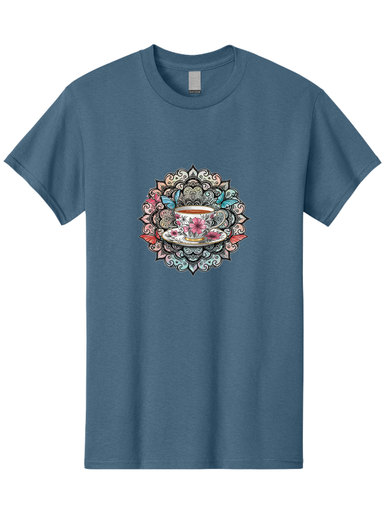 Tea-Cup-Mandala Men'S Graphic Tee, 100% Cotton, Comfortable Casual Summer Wear, Machine Washable, Vintage Camera, Old Camera, Antique Camera, Black Camera, Classic Photography, Photography Equipment, Nostalgic Device, Film Camera, Camera Art Baf566
