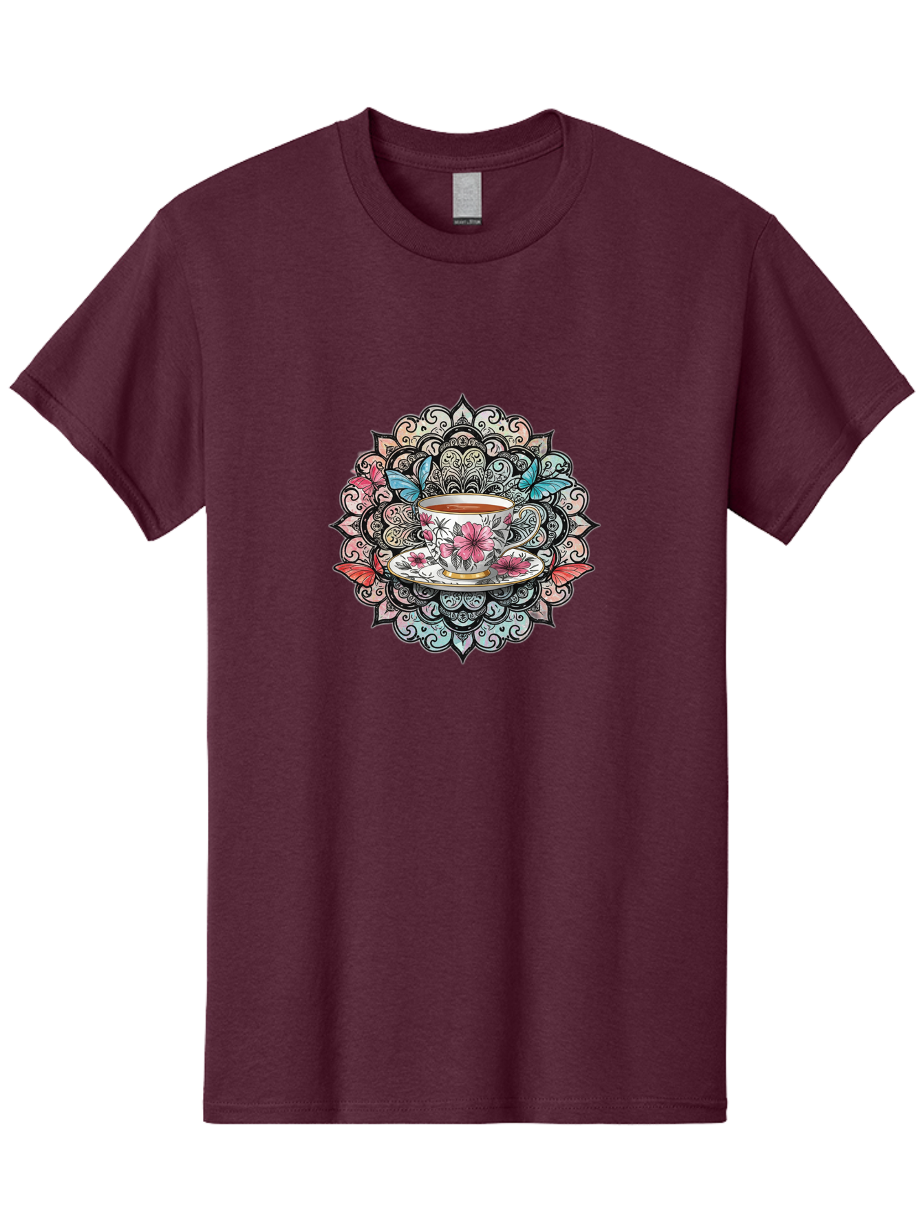 Tea-Cup-Mandala Men'S Graphic Tee, 100% Cotton, Comfortable Casual Summer Wear, Machine Washable, Vintage Camera, Old Camera, Antique Camera, Black Camera, Classic Photography, Photography Equipment, Nostalgic Device, Film Camera, Camera Art Baf566