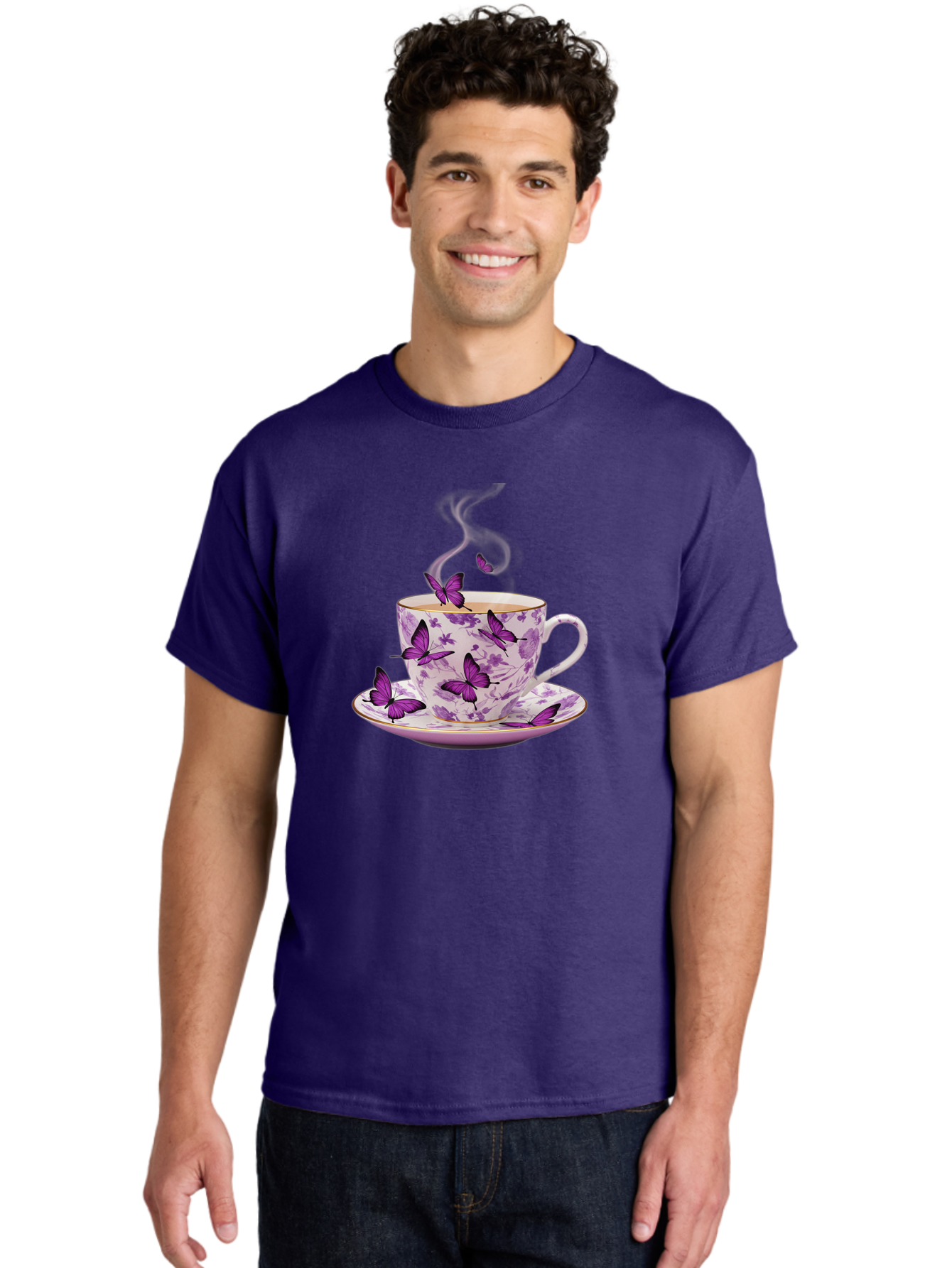 Tea-Cup-With-Purple-Butterflies Men'S Graphic Tee, 100% Cotton, Comfortable Casual Summer Wear, Machine Washable, Vintage Camera, Old Camera, Antique Camera, Black Camera, Classic Photography, Photography Equipment, Nostalgic Device, Baf569