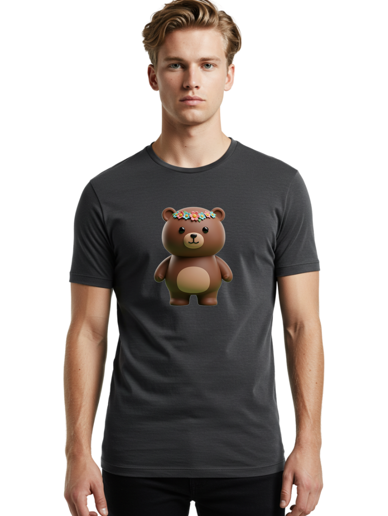 Teddy-Bear-With-Flowers Men'S Graphic Tee, 100% Cotton, Comfortable Casual Summer Wear, Machine Washable, Vintage Camera, Old Camera, Antique Camera, Black Camera, Classic Photography, Photography Equipment, Nostalgic Device, Film Camera, Baf574