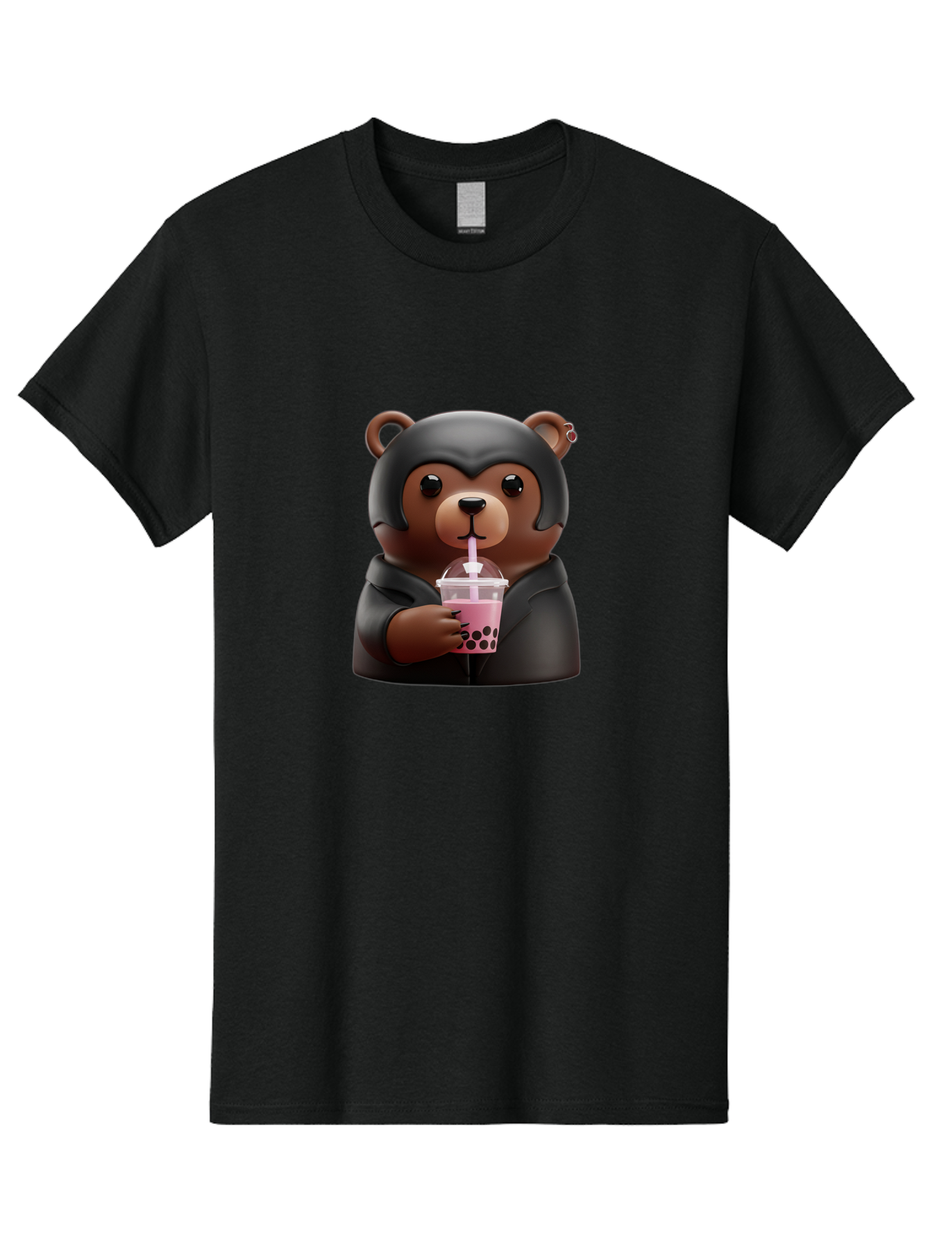 Teddy-Drinking-Bubble-Tea Men'S Graphic Tee, 100% Cotton, Comfortable Casual Summer Wear, Machine Washable, Vintage Camera, Old Camera, Antique Camera, Black Camera, Classic Photography, Photography Equipment, Nostalgic Device, Film Camera, Baf584
