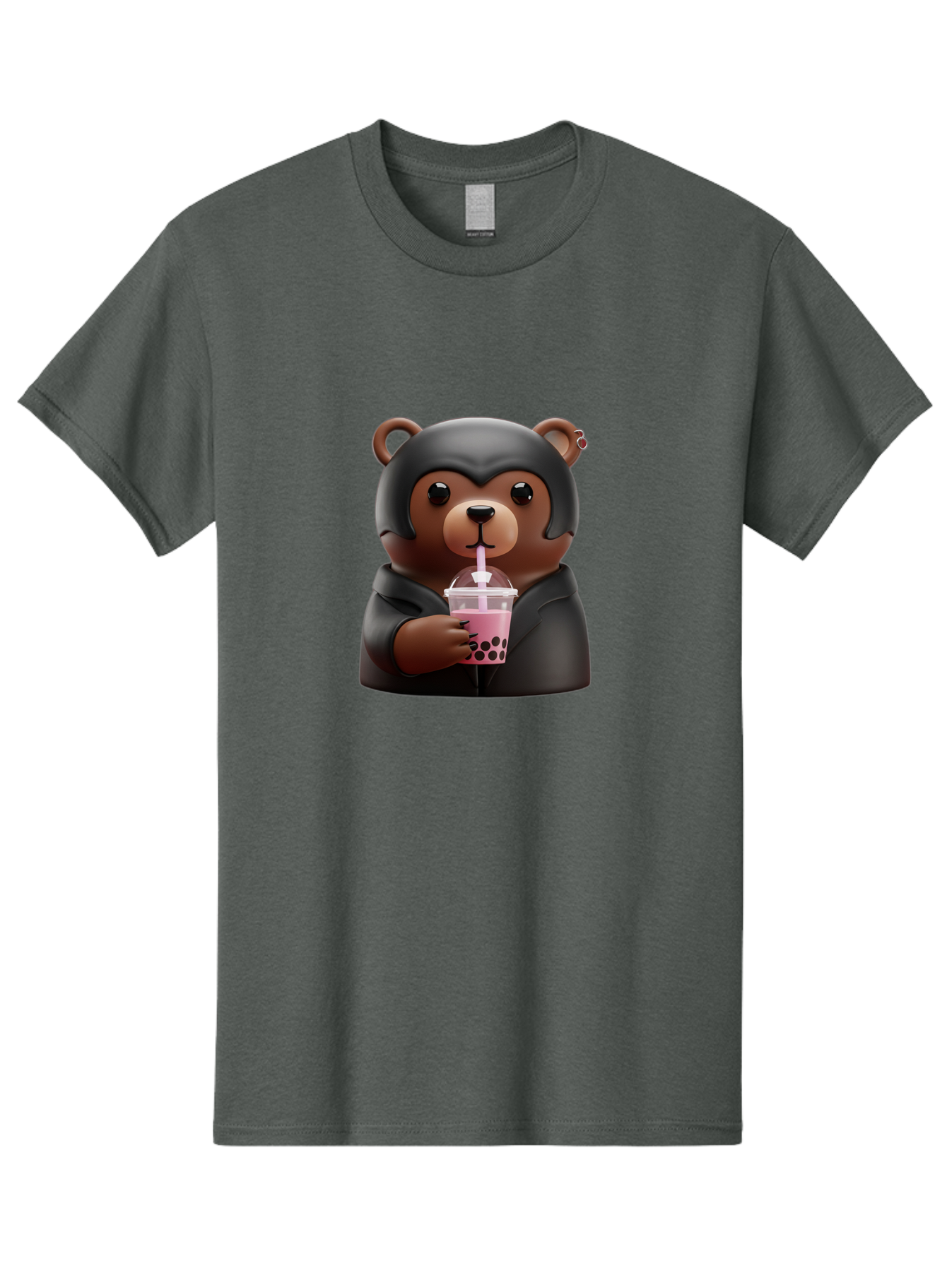 Teddy-Drinking-Bubble-Tea Men'S Graphic Tee, 100% Cotton, Comfortable Casual Summer Wear, Machine Washable, Vintage Camera, Old Camera, Antique Camera, Black Camera, Classic Photography, Photography Equipment, Nostalgic Device, Film Camera, Baf584