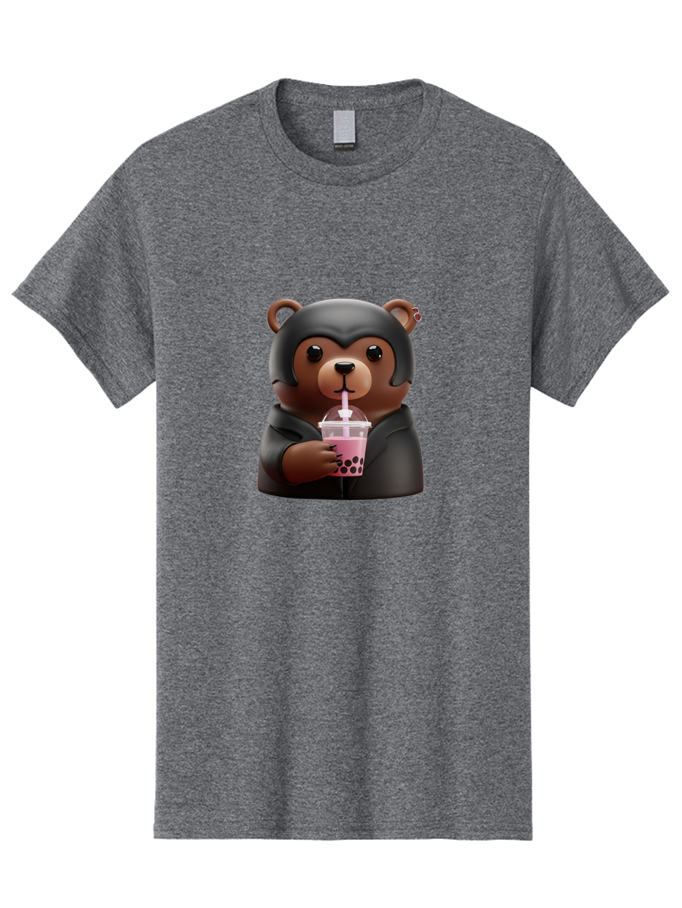 Teddy-Drinking-Bubble-Tea Men'S Graphic Tee, 100% Cotton, Comfortable Casual Summer Wear, Machine Washable, Vintage Camera, Old Camera, Antique Camera, Black Camera, Classic Photography, Photography Equipment, Nostalgic Device, Film Camera, Baf584