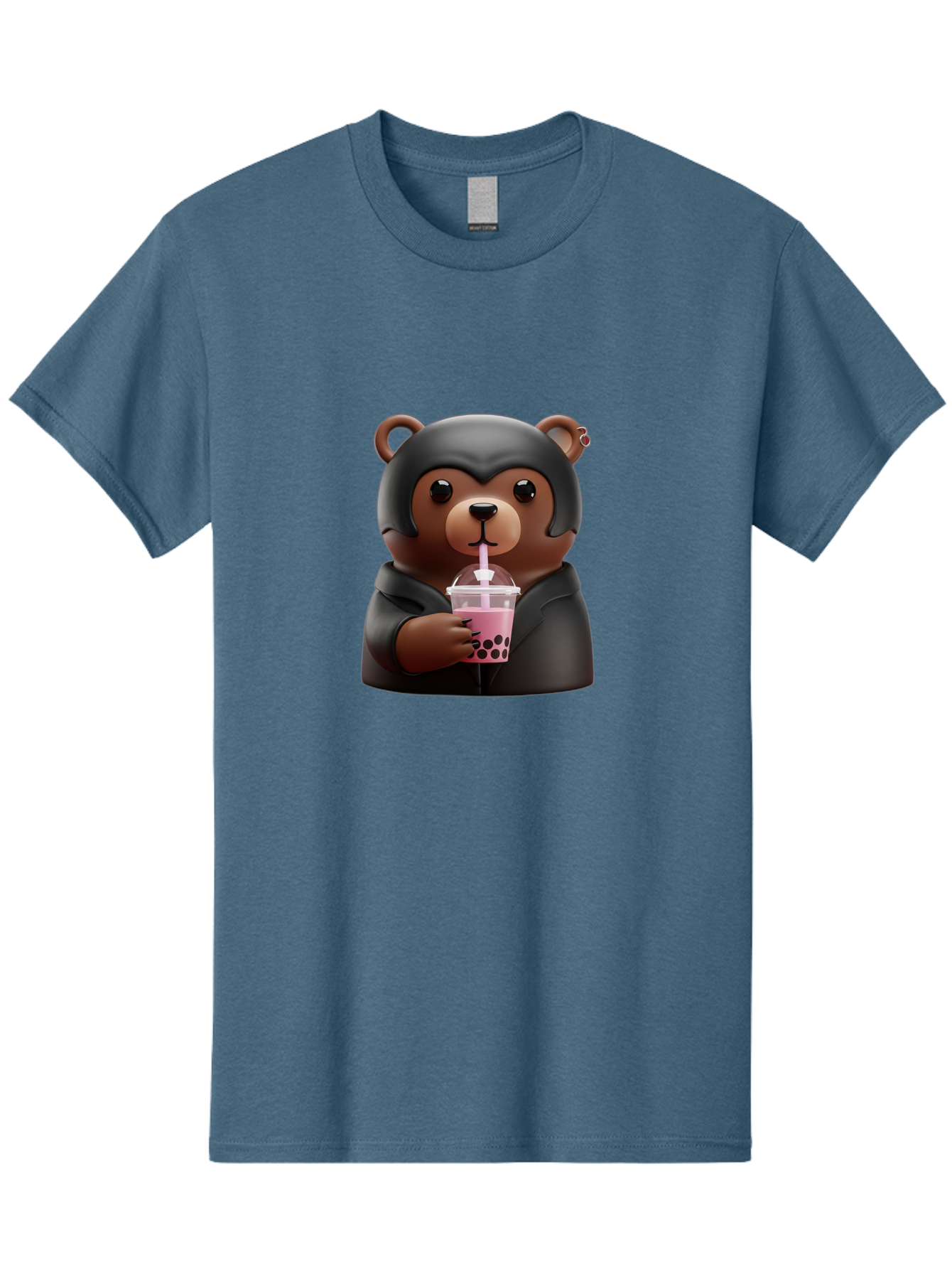 Teddy-Drinking-Bubble-Tea Men'S Graphic Tee, 100% Cotton, Comfortable Casual Summer Wear, Machine Washable, Vintage Camera, Old Camera, Antique Camera, Black Camera, Classic Photography, Photography Equipment, Nostalgic Device, Film Camera, Baf584