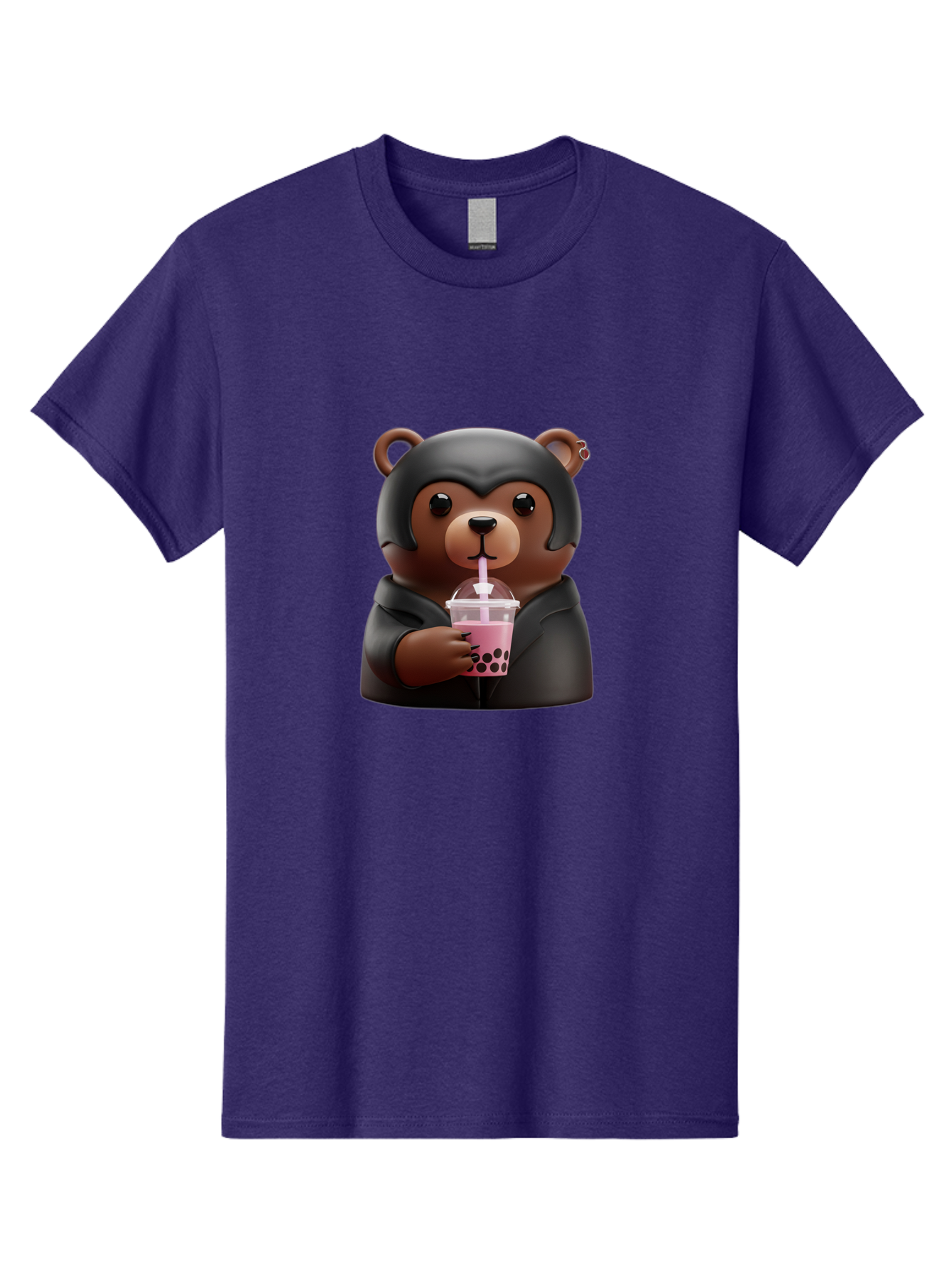 Teddy-Drinking-Bubble-Tea Men'S Graphic Tee, 100% Cotton, Comfortable Casual Summer Wear, Machine Washable, Vintage Camera, Old Camera, Antique Camera, Black Camera, Classic Photography, Photography Equipment, Nostalgic Device, Film Camera, Baf584