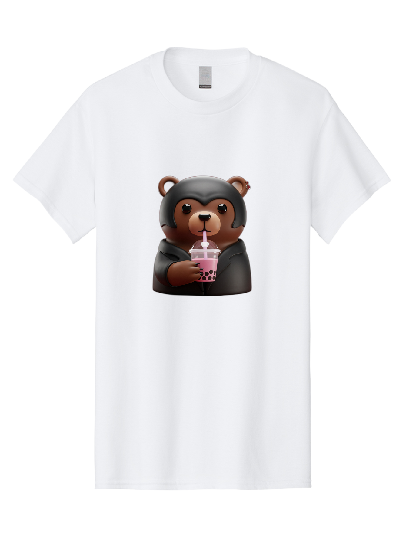 Teddy-Drinking-Bubble-Tea Men'S Graphic Tee, 100% Cotton, Comfortable Casual Summer Wear, Machine Washable, Vintage Camera, Old Camera, Antique Camera, Black Camera, Classic Photography, Photography Equipment, Nostalgic Device, Film Camera, Baf584
