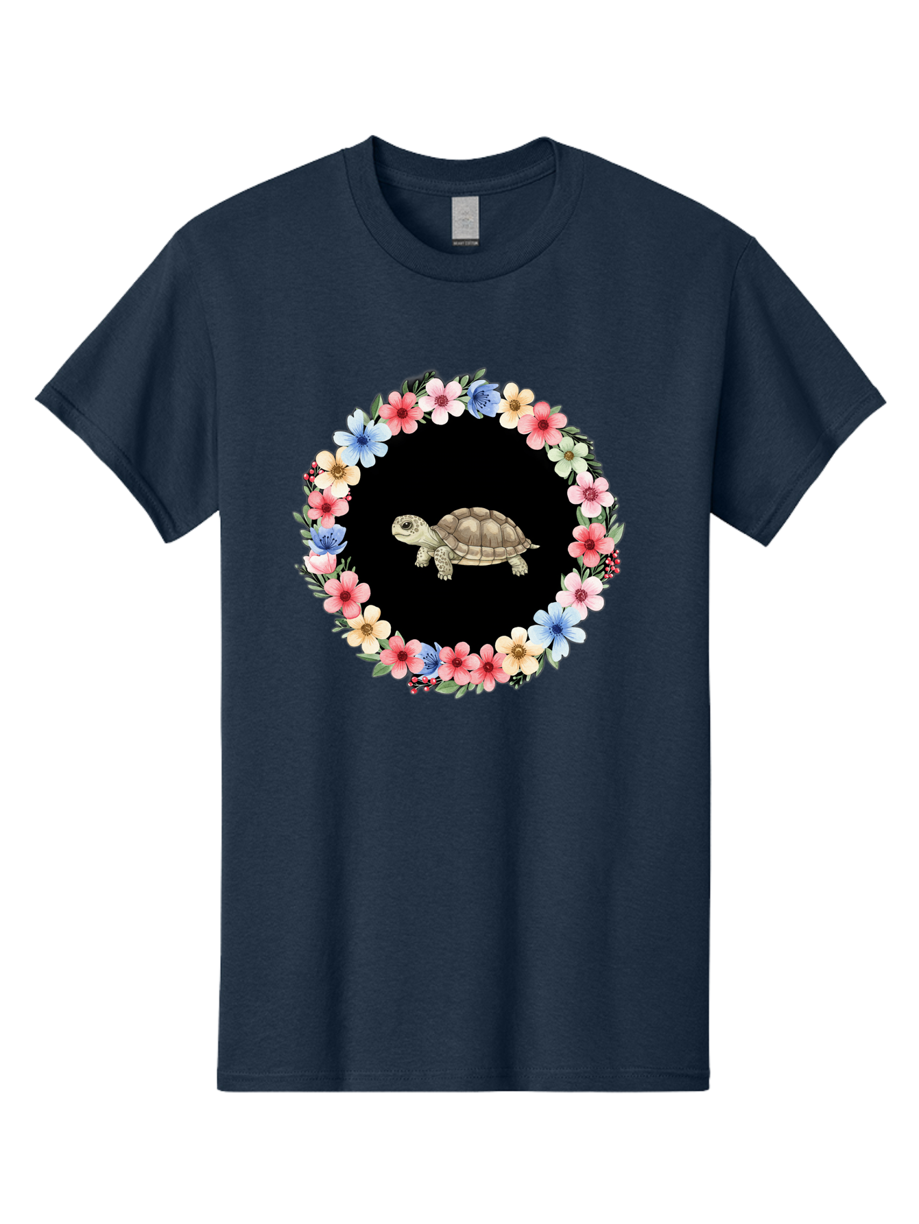Tortoise-In-Floral-Circle Men'S Graphic Tee, 100% Cotton, Comfortable Casual Summer Wear, Machine Washable, Vintage Camera, Old Camera, Antique Camera, Black Camera, Classic Photography, Photography Equipment, Nostalgic Device, Film Camera, Baf597