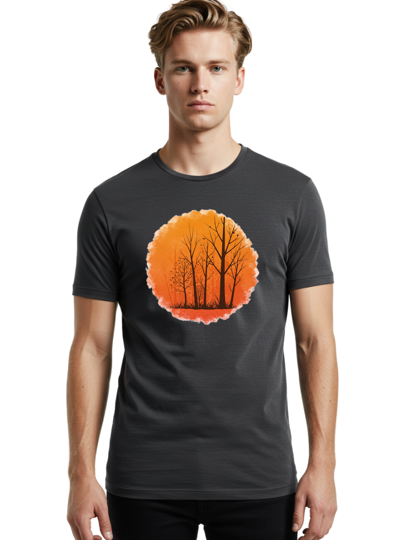 Trees-Silhouette Men'S Graphic Tee, 100% Cotton, Comfortable Casual Summer Wear, Machine Washable, Vintage Camera, Old Camera, Antique Camera, Black Camera, Classic Photography, Photography Equipment, Nostalgic Device, Film Camera, Camera Art Baf605