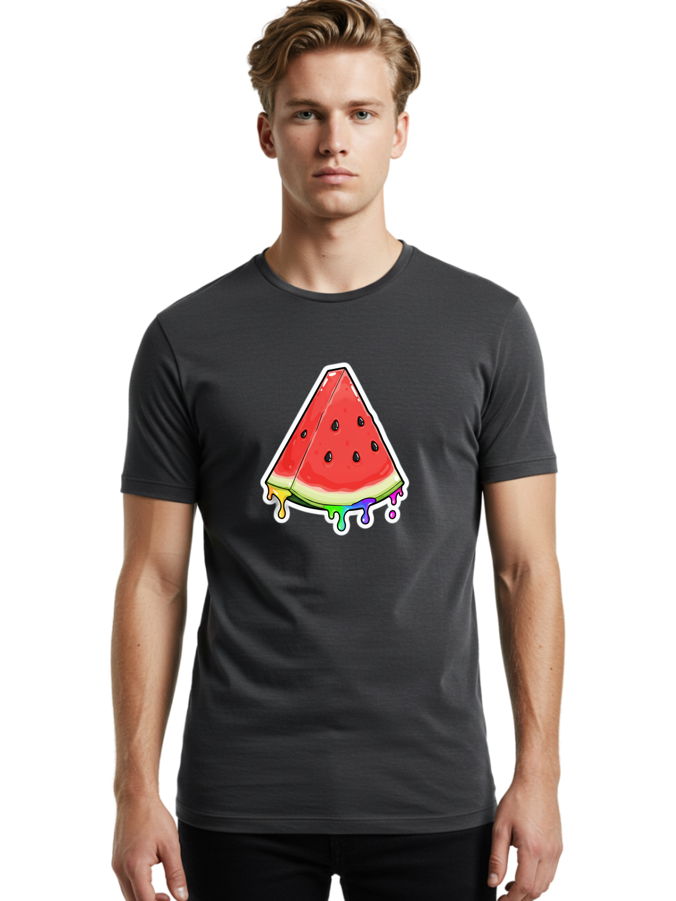 Triangular-Watermelon-Slice Men'S Graphic Tee, 100% Cotton, Comfortable Casual Summer Wear, Machine Washable, Vintage Camera, Old Camera, Antique Camera, Black Camera, Classic Photography, Photography Equipment, Nostalgic Device, Film Camera, Baf606