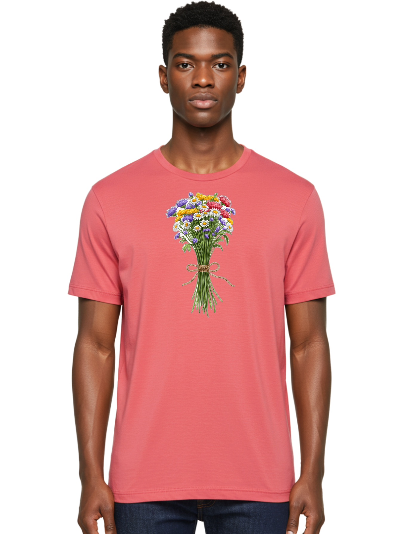 Wild-Flower-Bouquet-1 Men'S Graphic Tee, 100% Cotton, Comfortable Casual Summer Wear, Machine Washable, Vintage Camera, Old Camera, Antique Camera, Black Camera, Classic Photography, Photography Equipment, Nostalgic Device, Film Camera, Baf647
