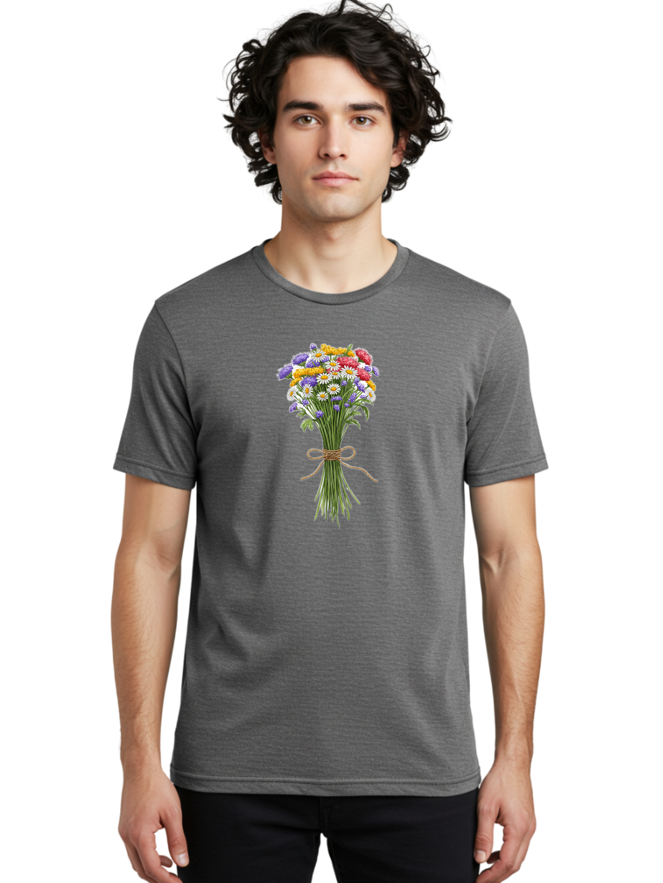 Wild-Flower-Bouquet-1 Men'S Graphic Tee, 100% Cotton, Comfortable Casual Summer Wear, Machine Washable, Vintage Camera, Old Camera, Antique Camera, Black Camera, Classic Photography, Photography Equipment, Nostalgic Device, Film Camera, Baf647