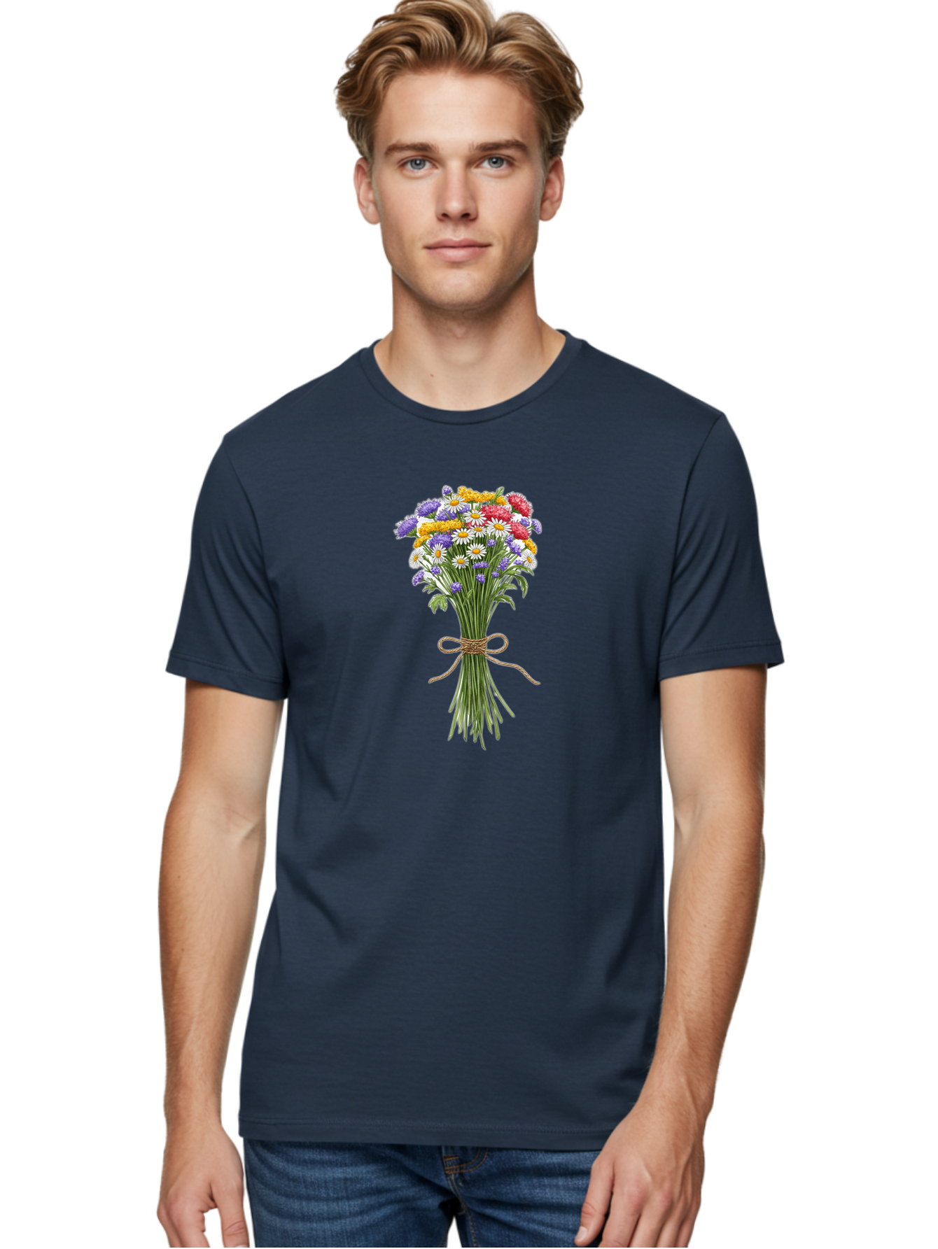 Wild-Flower-Bouquet-1 Men'S Graphic Tee, 100% Cotton, Comfortable Casual Summer Wear, Machine Washable, Vintage Camera, Old Camera, Antique Camera, Black Camera, Classic Photography, Photography Equipment, Nostalgic Device, Film Camera, Baf647