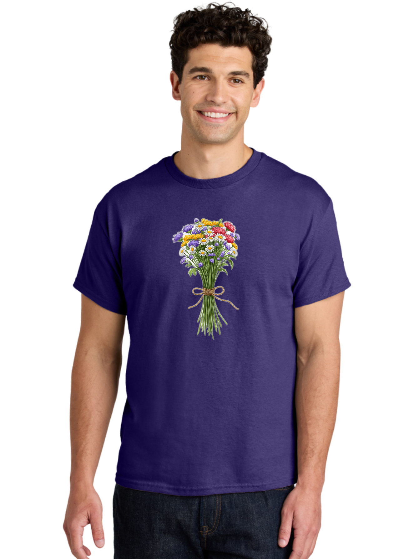 Wild-Flower-Bouquet-1 Men'S Graphic Tee, 100% Cotton, Comfortable Casual Summer Wear, Machine Washable, Vintage Camera, Old Camera, Antique Camera, Black Camera, Classic Photography, Photography Equipment, Nostalgic Device, Film Camera, Baf647