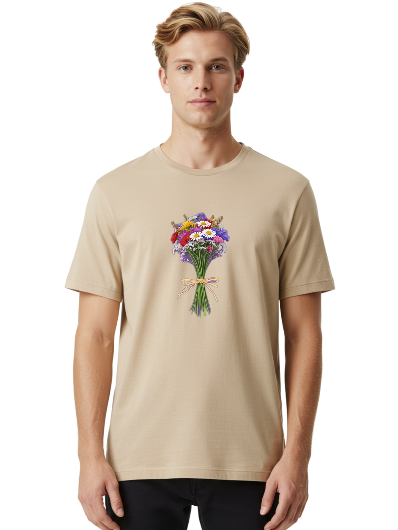 Wild-Flower-Bouquet Men'S Graphic Tee, 100% Cotton, Comfortable Casual Summer Wear, Machine Washable, Vintage Camera, Old Camera, Antique Camera, Black Camera, Classic Photography, Photography Equipment, Nostalgic Device, Film Camera, Baf648