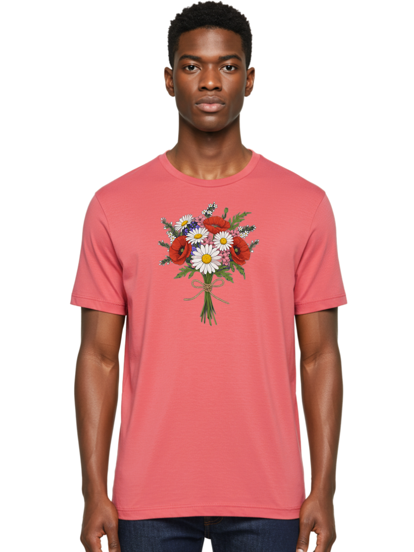 Wildflower-Bouquet-1 Men'S Graphic Tee, 100% Cotton, Comfortable Casual Summer Wear, Machine Washable, Vintage Camera, Old Camera, Antique Camera, Black Camera, Classic Photography, Photography Equipment, Nostalgic Device, Film Camera, Baf649