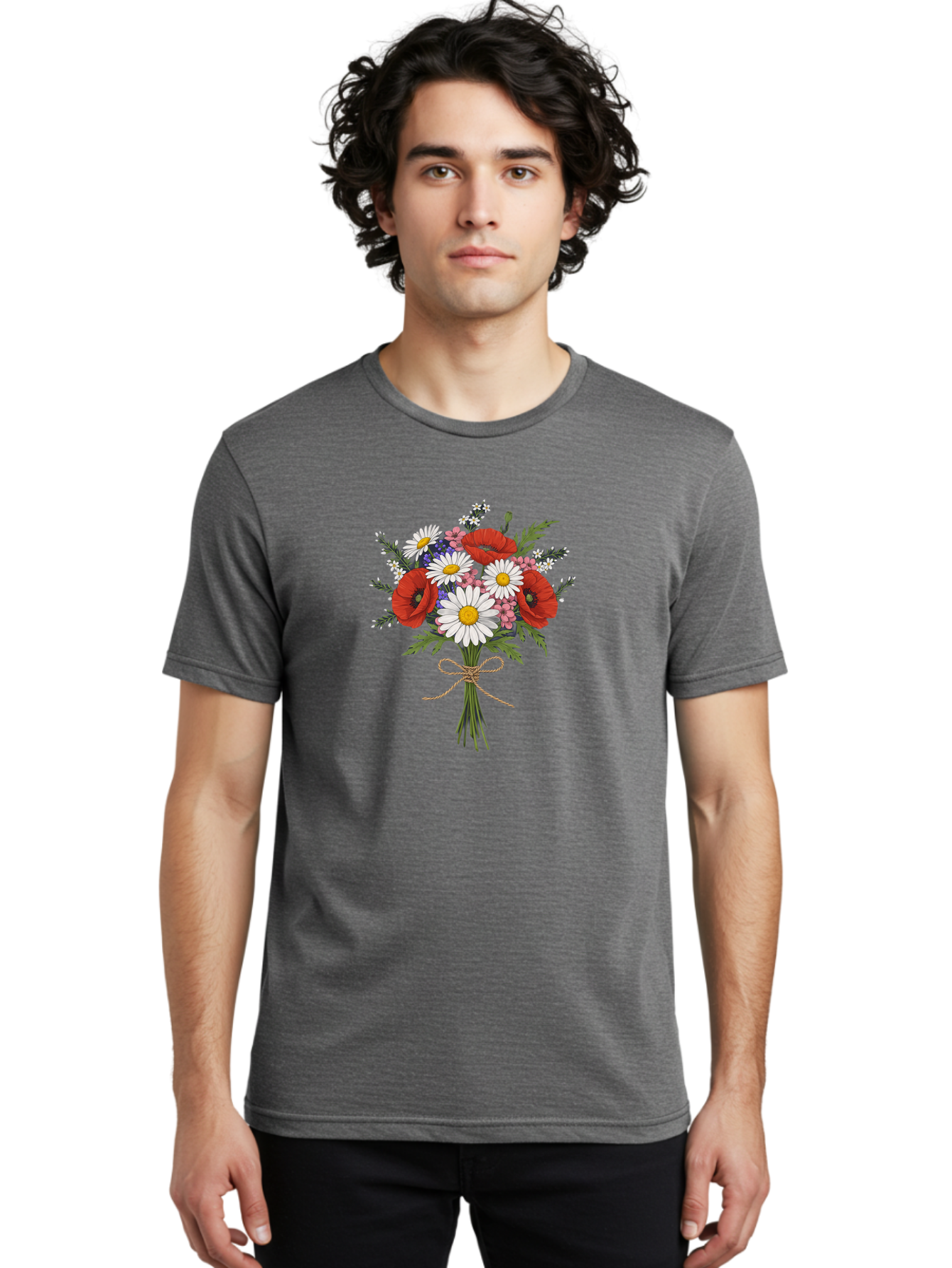 Wildflower-Bouquet-1 Men'S Graphic Tee, 100% Cotton, Comfortable Casual Summer Wear, Machine Washable, Vintage Camera, Old Camera, Antique Camera, Black Camera, Classic Photography, Photography Equipment, Nostalgic Device, Film Camera, Baf649
