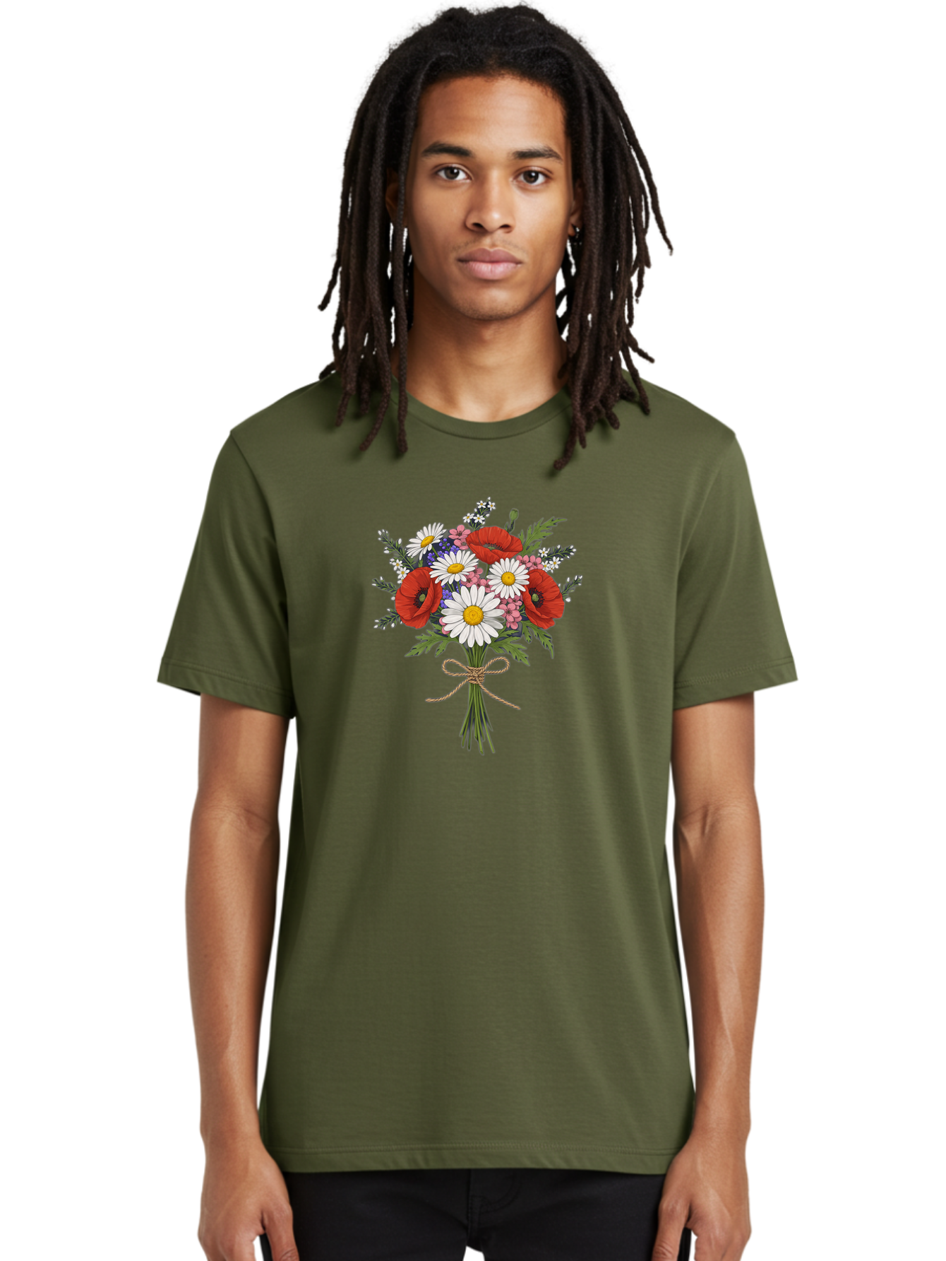 Wildflower-Bouquet-1 Men'S Graphic Tee, 100% Cotton, Comfortable Casual Summer Wear, Machine Washable, Vintage Camera, Old Camera, Antique Camera, Black Camera, Classic Photography, Photography Equipment, Nostalgic Device, Film Camera, Baf649