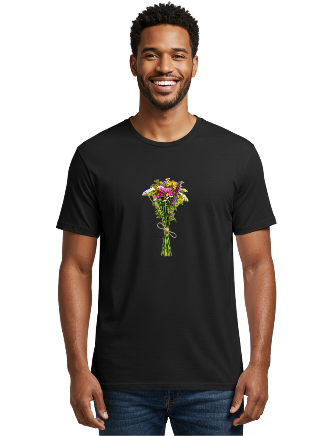 Wildflower-Bouquet-10 Men'S Graphic Tee, 100% Cotton, Comfortable Casual Summer Wear, Machine Washable, Vintage Camera, Old Camera, Antique Camera, Black Camera, Classic Photography, Photography Equipment, Nostalgic Device, Film Camera, Baf650