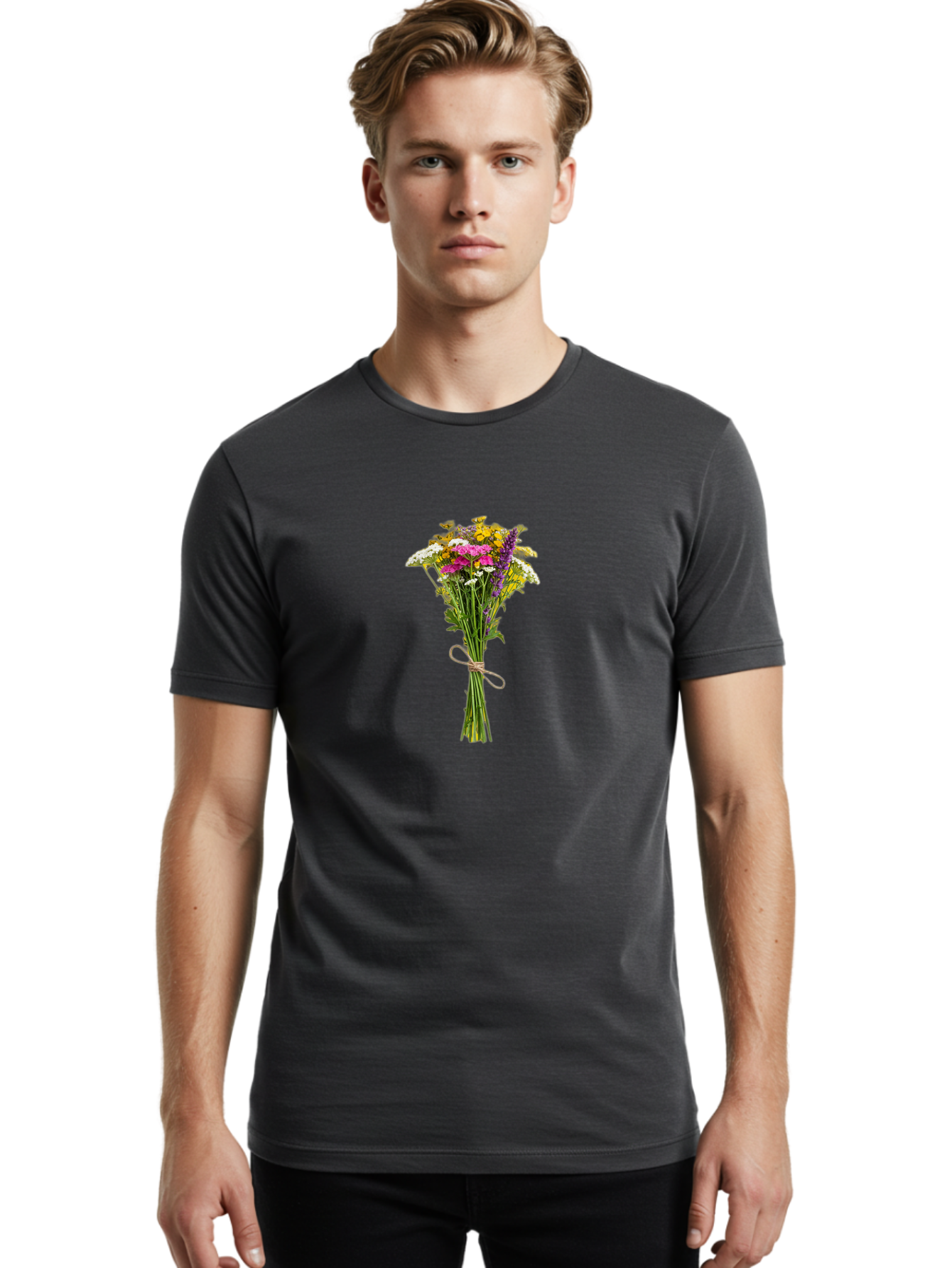 Wildflower-Bouquet-10 Men'S Graphic Tee, 100% Cotton, Comfortable Casual Summer Wear, Machine Washable, Vintage Camera, Old Camera, Antique Camera, Black Camera, Classic Photography, Photography Equipment, Nostalgic Device, Film Camera, Baf650