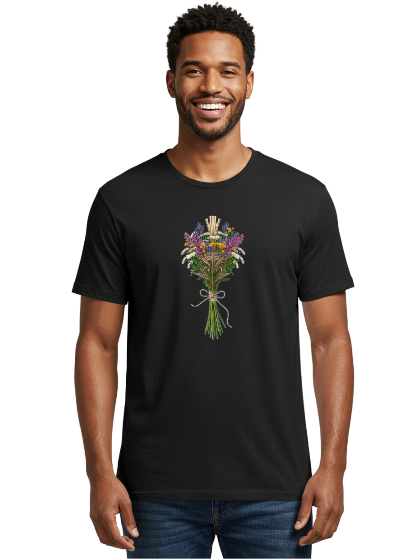 Wildflower-Bouquet-11 Men'S Graphic Tee, 100% Cotton, Comfortable Casual Summer Wear, Machine Washable, Vintage Camera, Old Camera, Antique Camera, Black Camera, Classic Photography, Photography Equipment, Nostalgic Device, Film Camera, Baf651