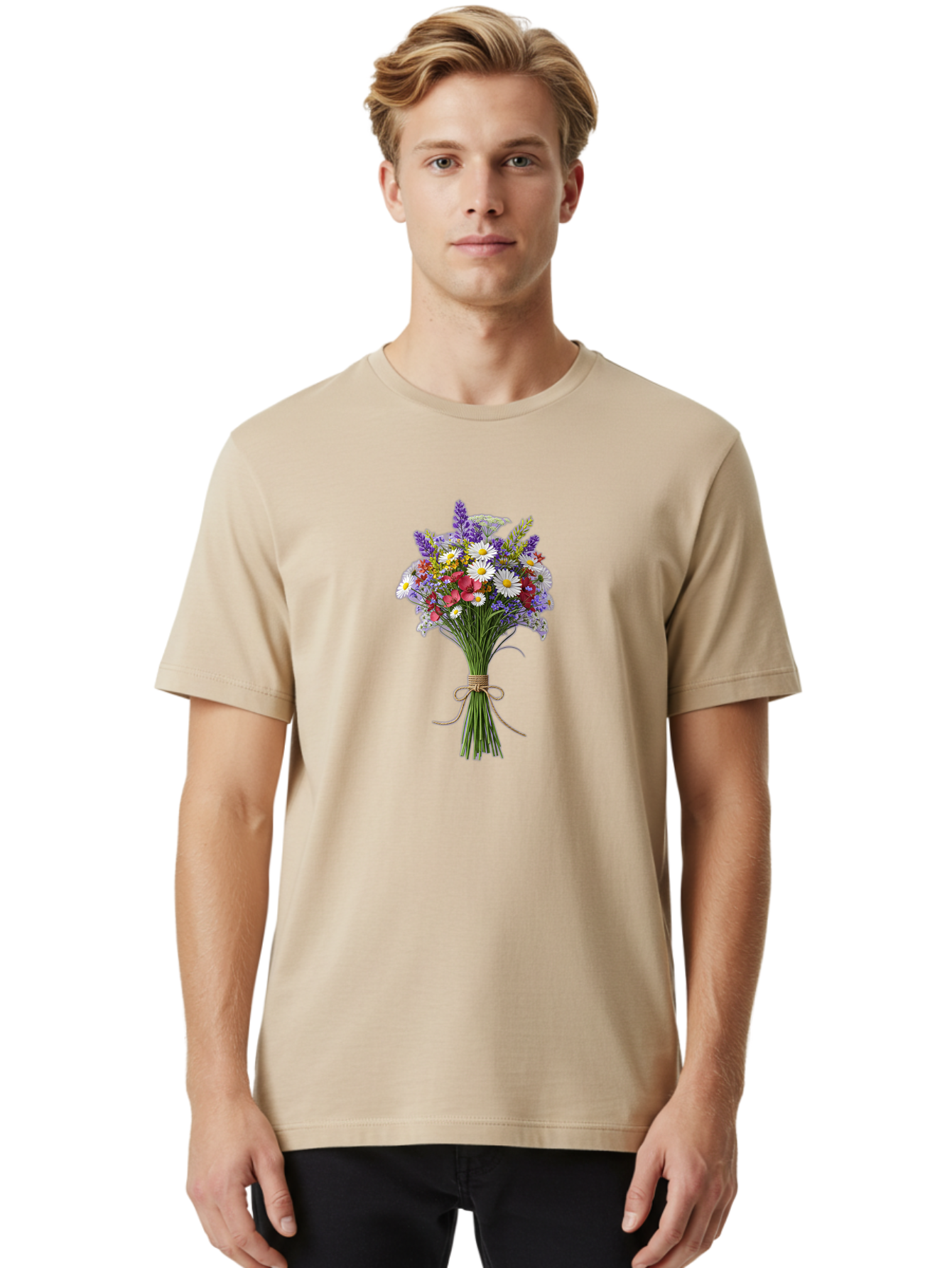 Wildflower-Bouquet-12 Men'S Graphic Tee, 100% Cotton, Comfortable Casual Summer Wear, Machine Washable, Vintage Camera, Old Camera, Antique Camera, Black Camera, Classic Photography, Photography Equipment, Nostalgic Device, Film Camera, Baf652