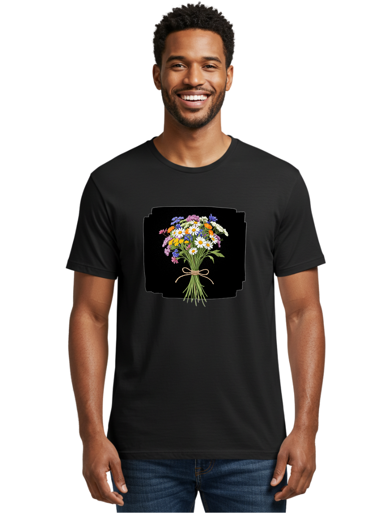 Wildflower-Bouquet-13 Men'S Graphic Tee, 100% Cotton, Comfortable Casual Summer Wear, Machine Washable, Vintage Camera, Old Camera, Antique Camera, Black Camera, Classic Photography, Photography Equipment, Nostalgic Device, Film Camera, Baf653